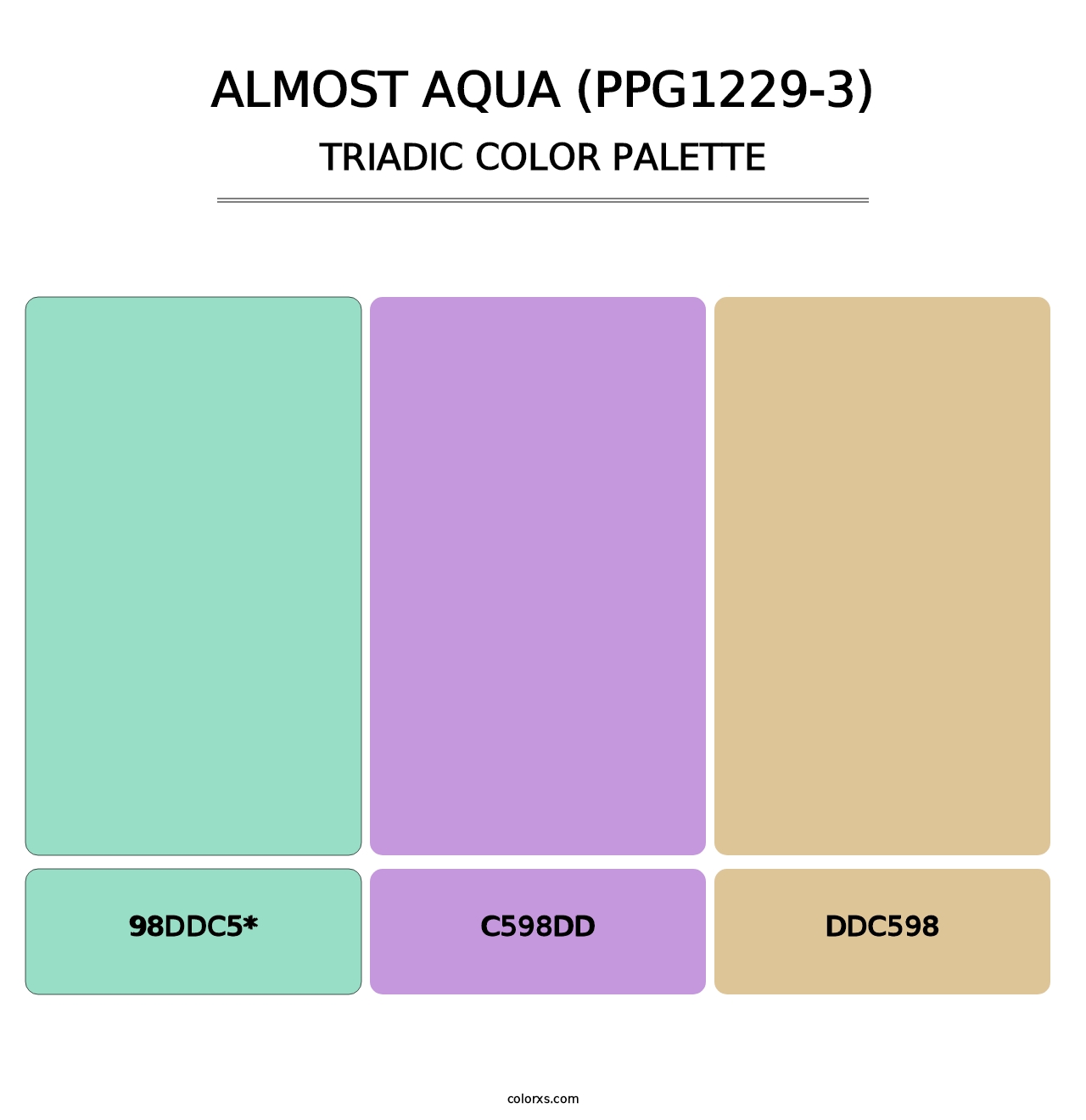 Almost Aqua (PPG1229-3) - Triadic Color Palette