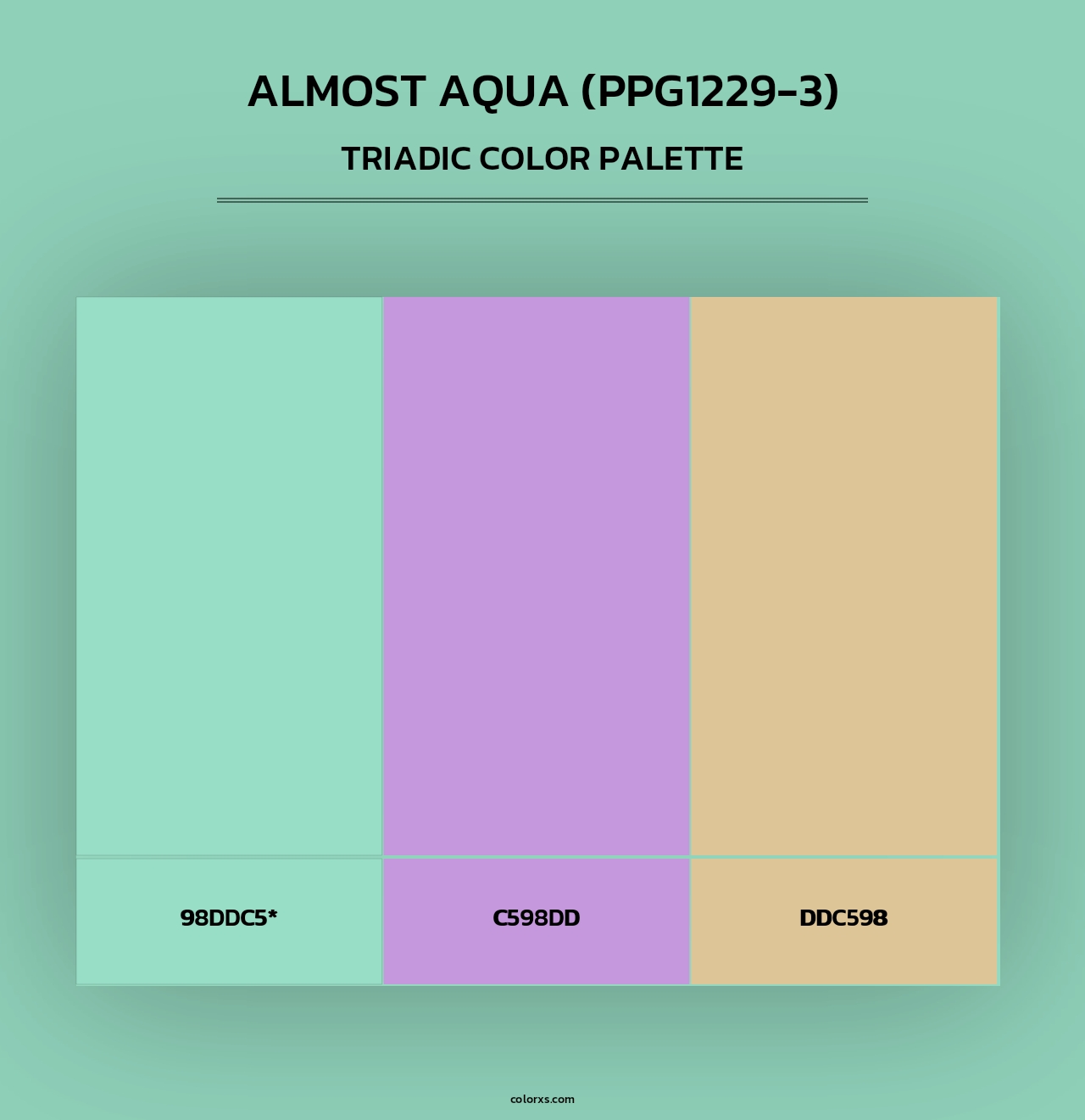 Almost Aqua (PPG1229-3) - Triadic Color Palette