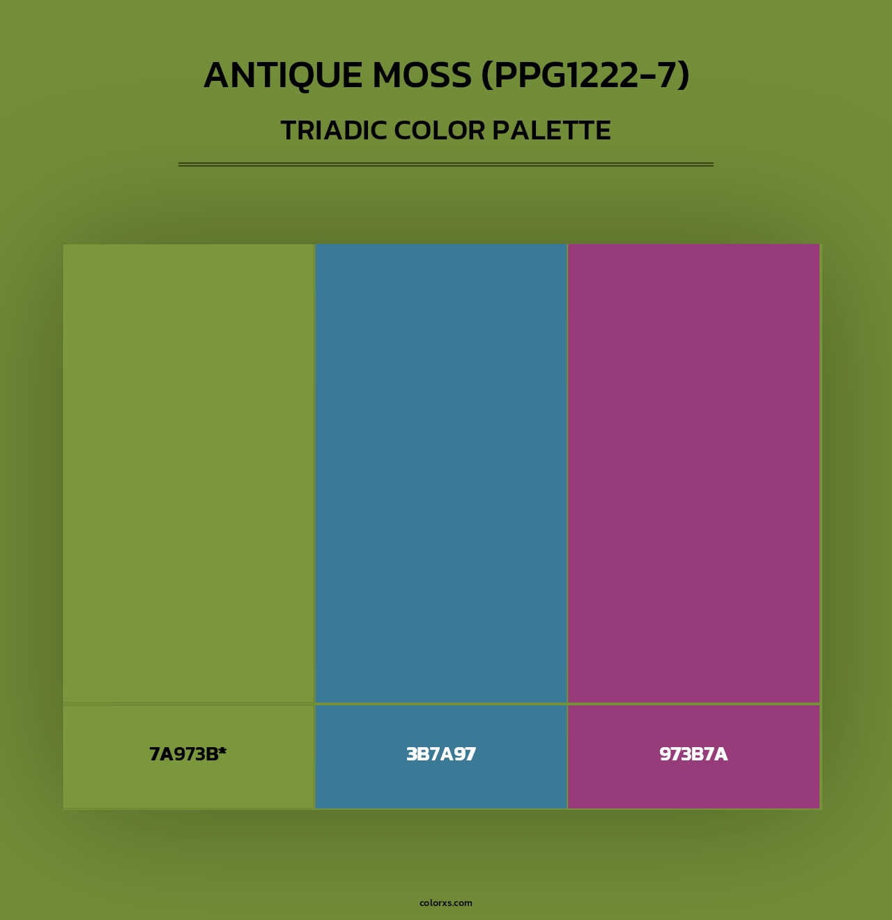 Antique Moss (PPG1222-7) - Triadic Color Palette