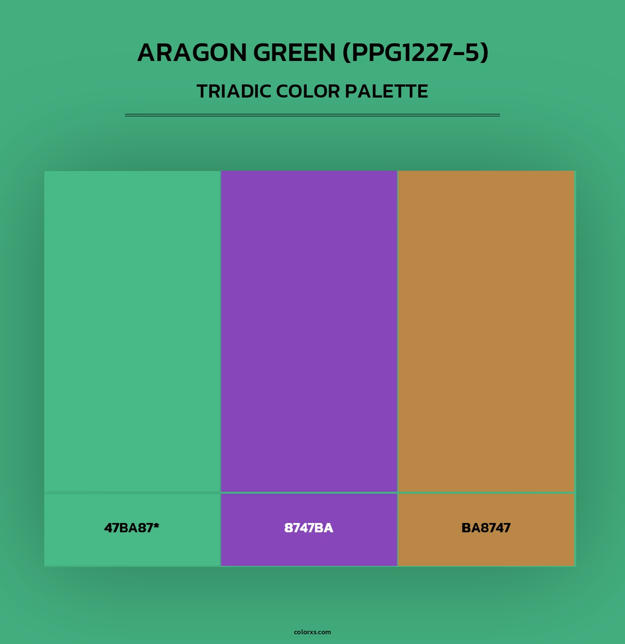 Aragon Green (PPG1227-5) - Triadic Color Palette