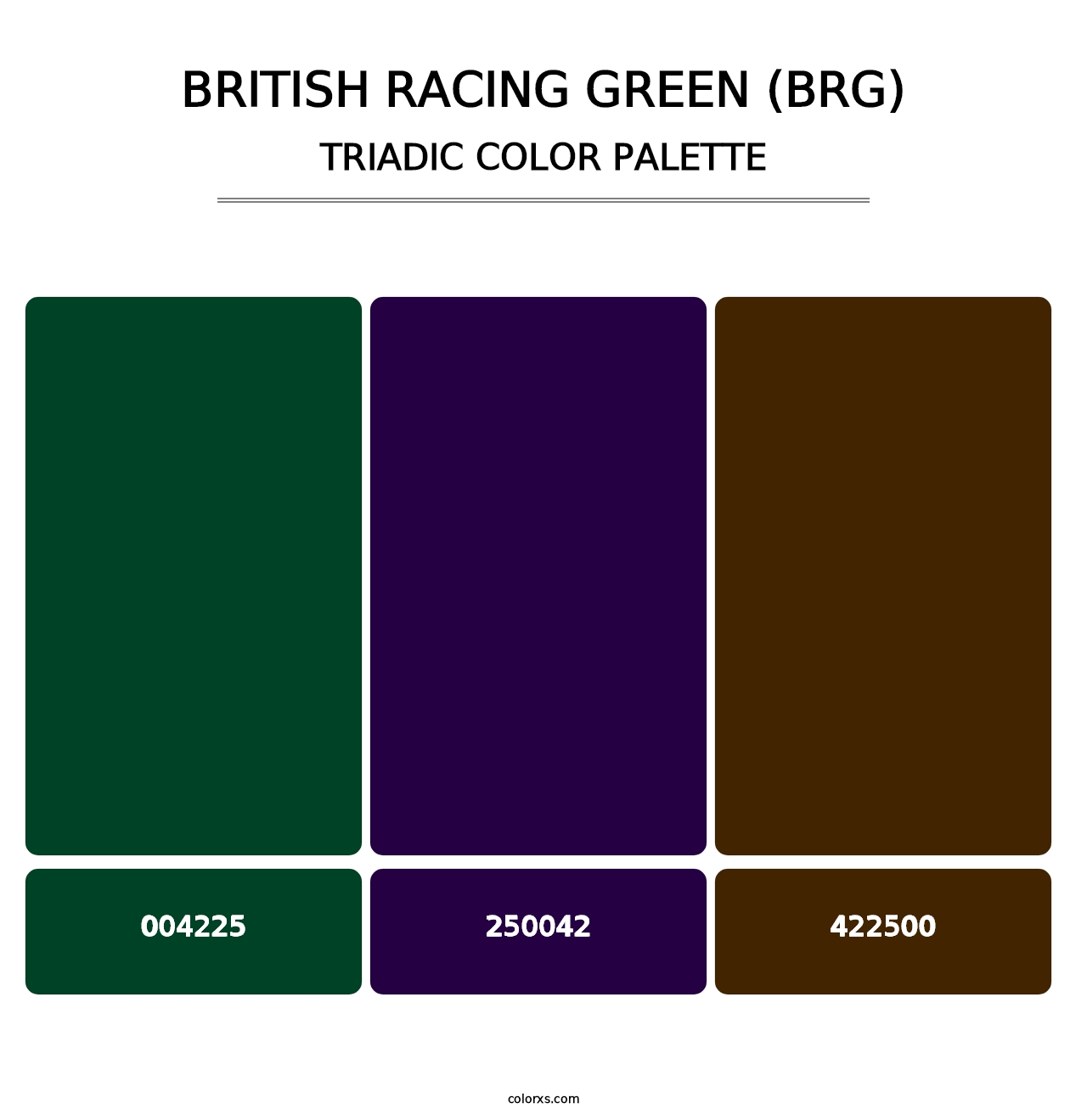 British Racing Green (BRG) - Triadic Color Palette