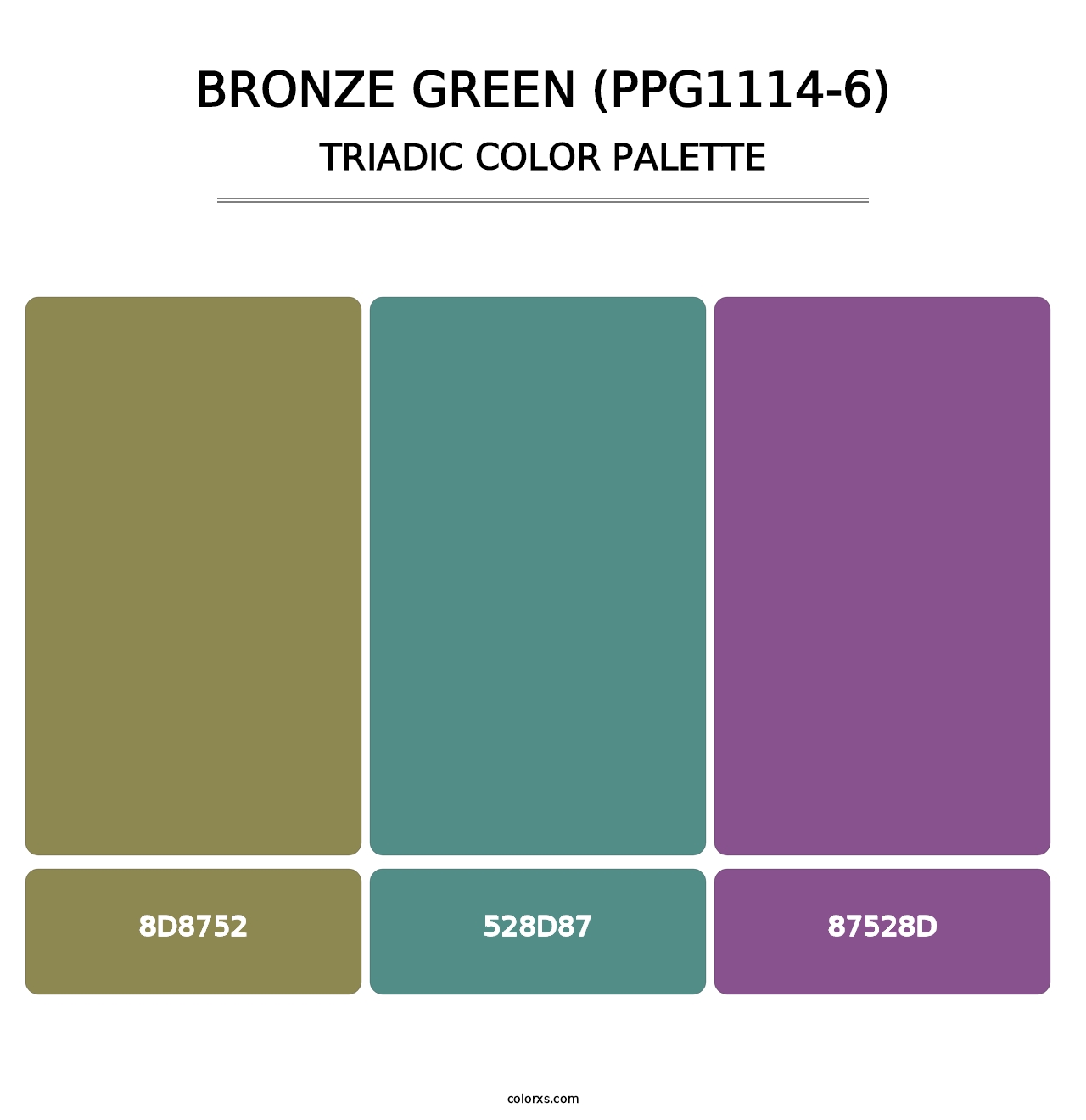 Bronze Green (PPG1114-6) - Triadic Color Palette