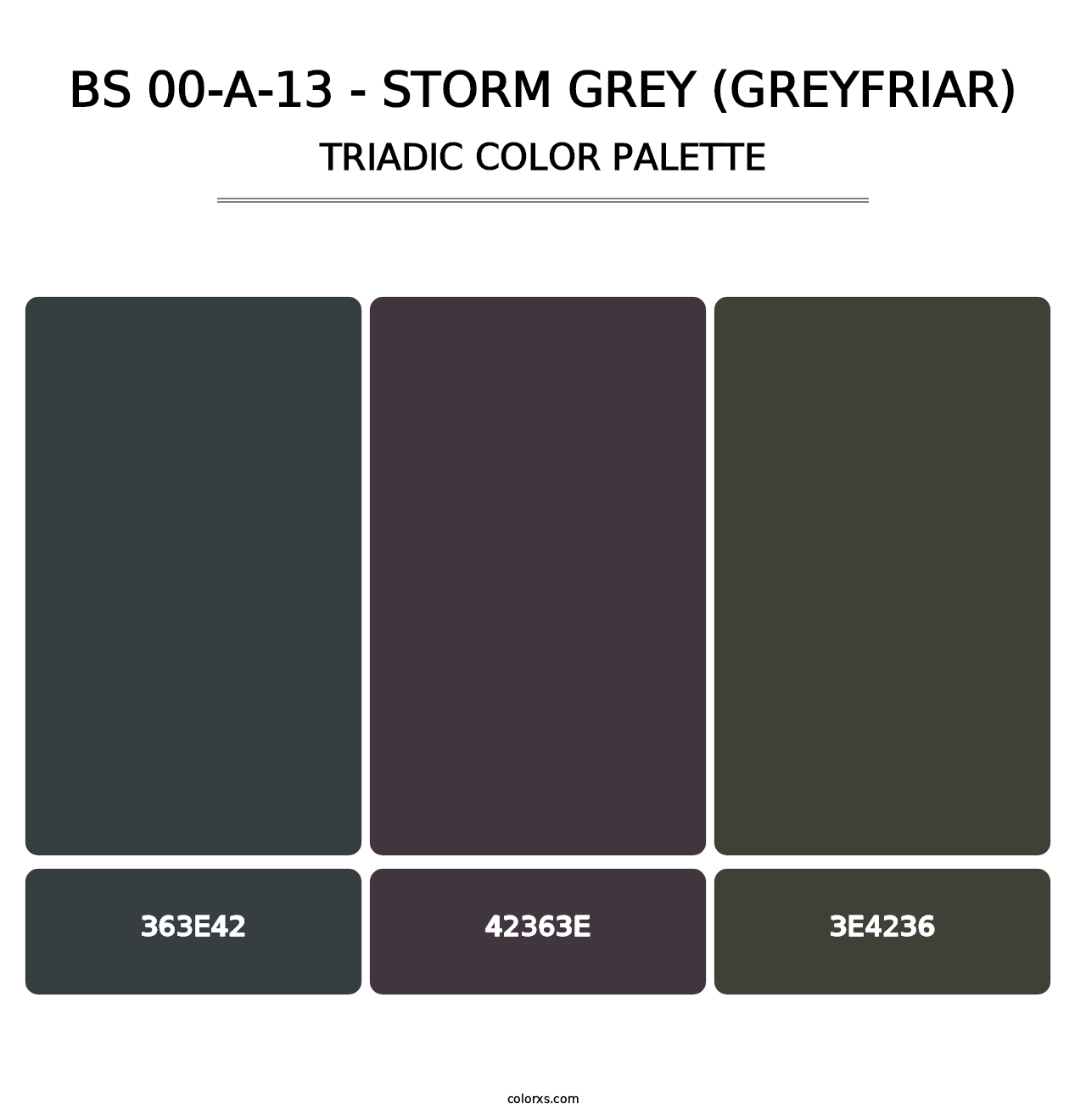 BS 00-A-13 - Storm Grey (Greyfriar) - Triadic Color Palette