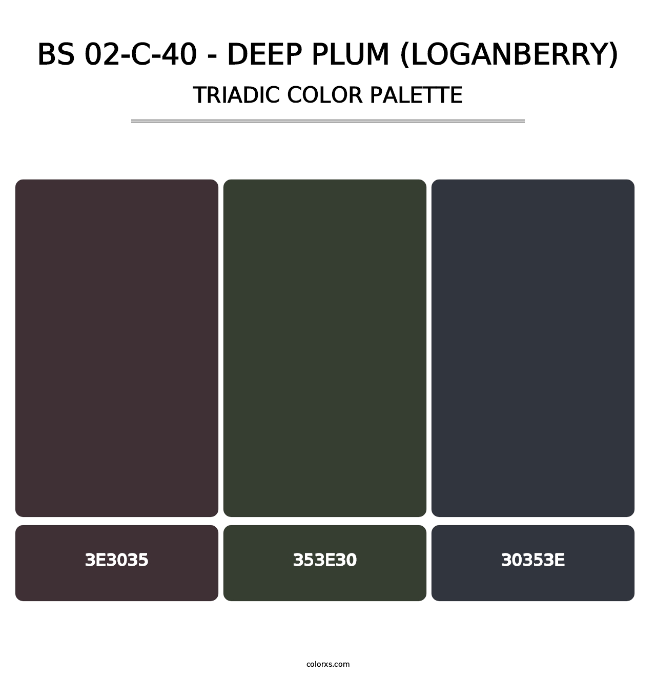 BS 02-C-40 - Deep Plum (Loganberry) - Triadic Color Palette