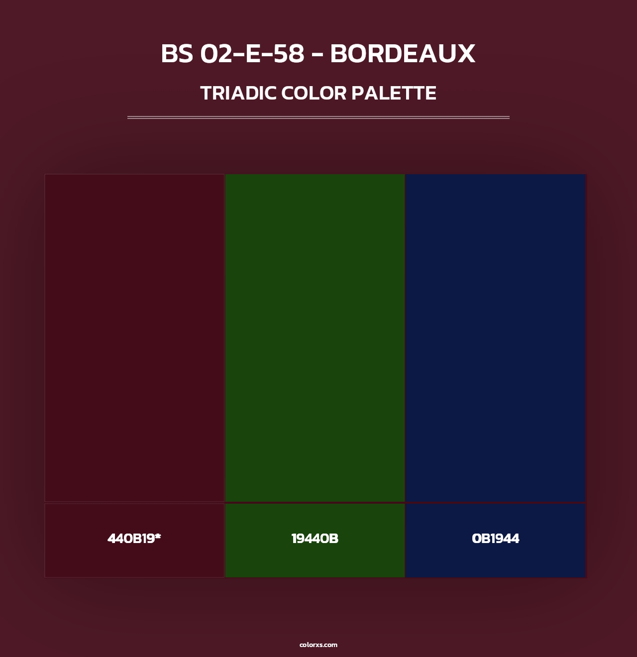 BS 02-E-58 - Bordeaux - Triadic Color Palette