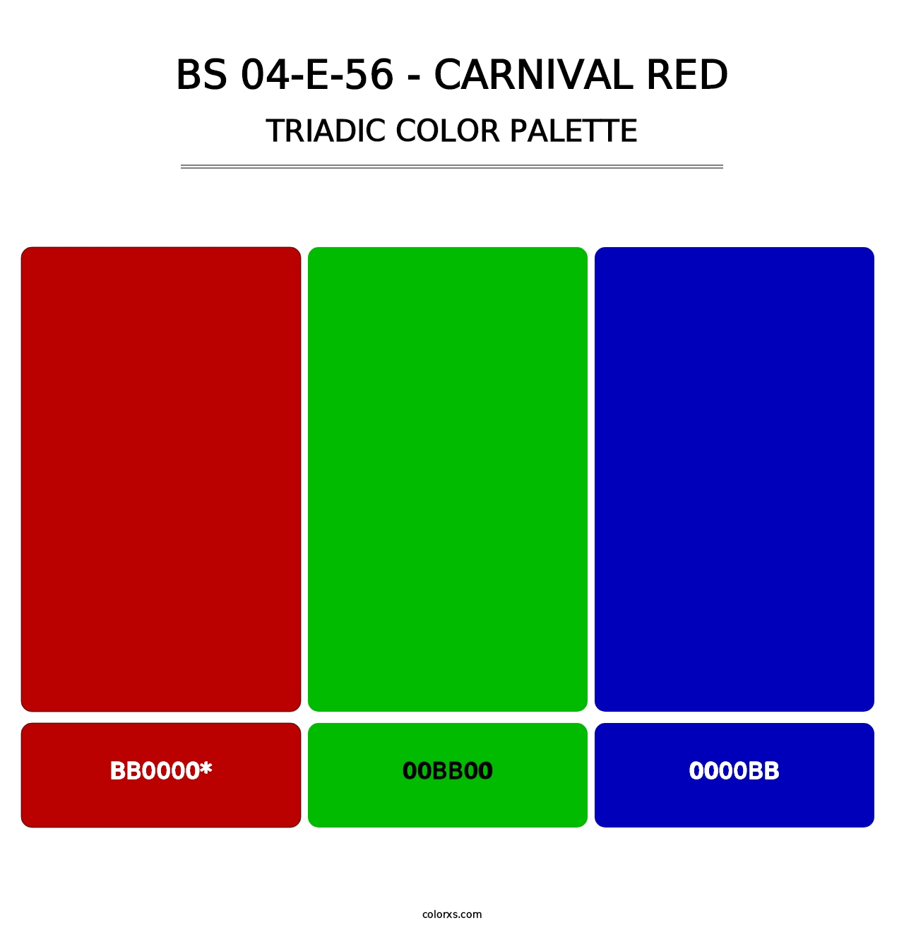 BS 04-E-56 - Carnival Red - Triadic Color Palette