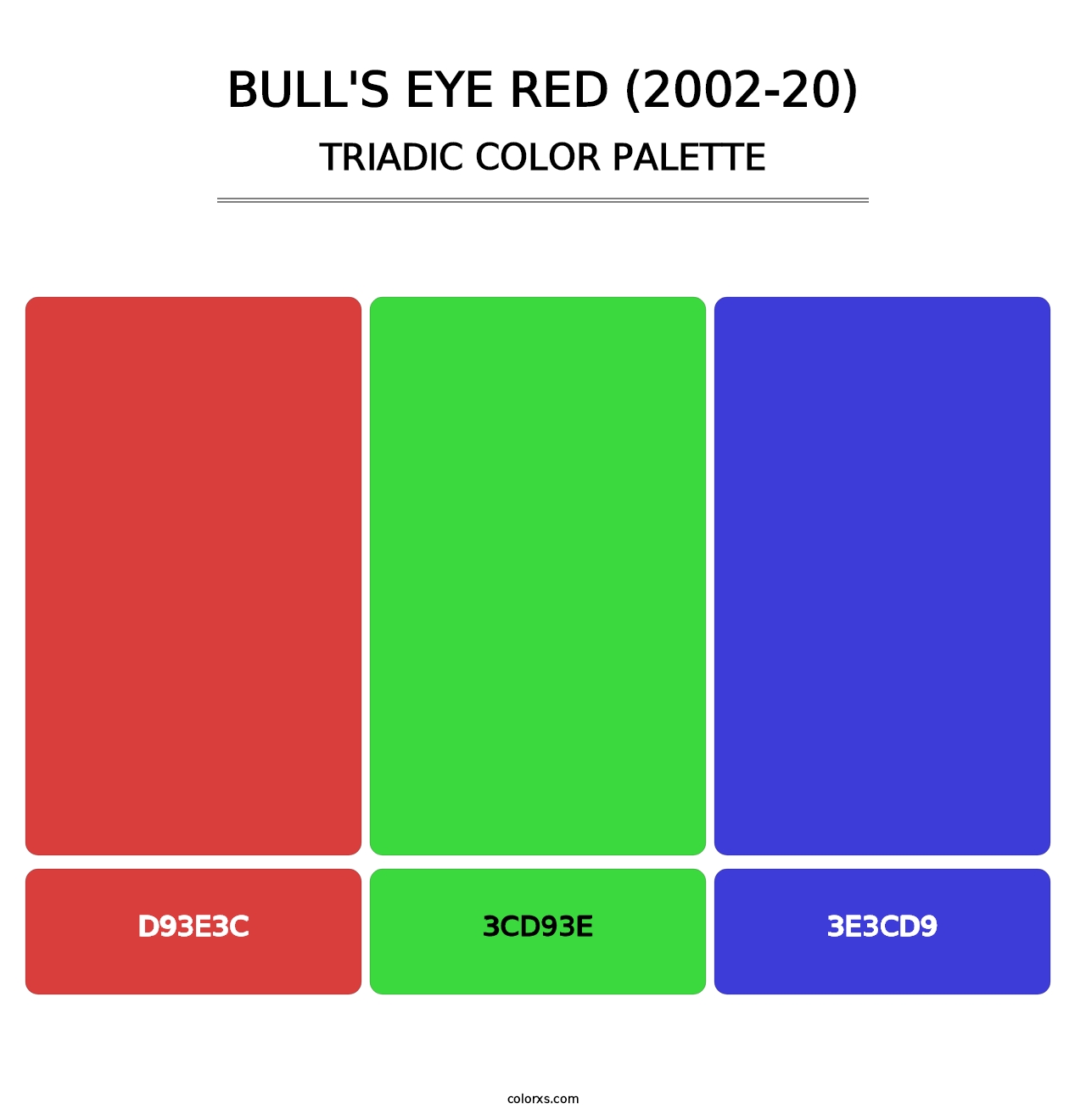 Bull's Eye Red (2002-20) - Triadic Color Palette