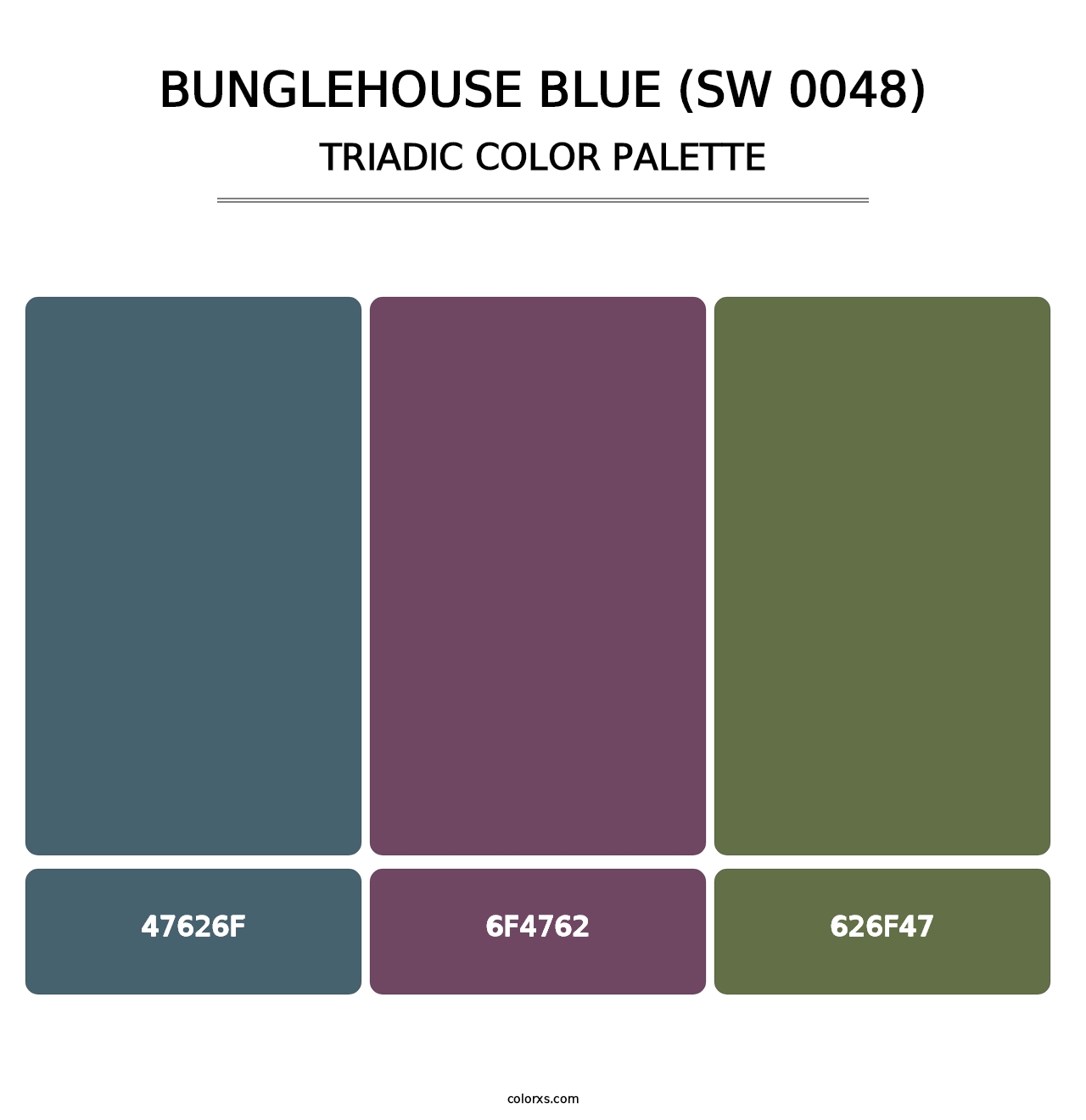 Bunglehouse Blue (SW 0048) - Triadic Color Palette