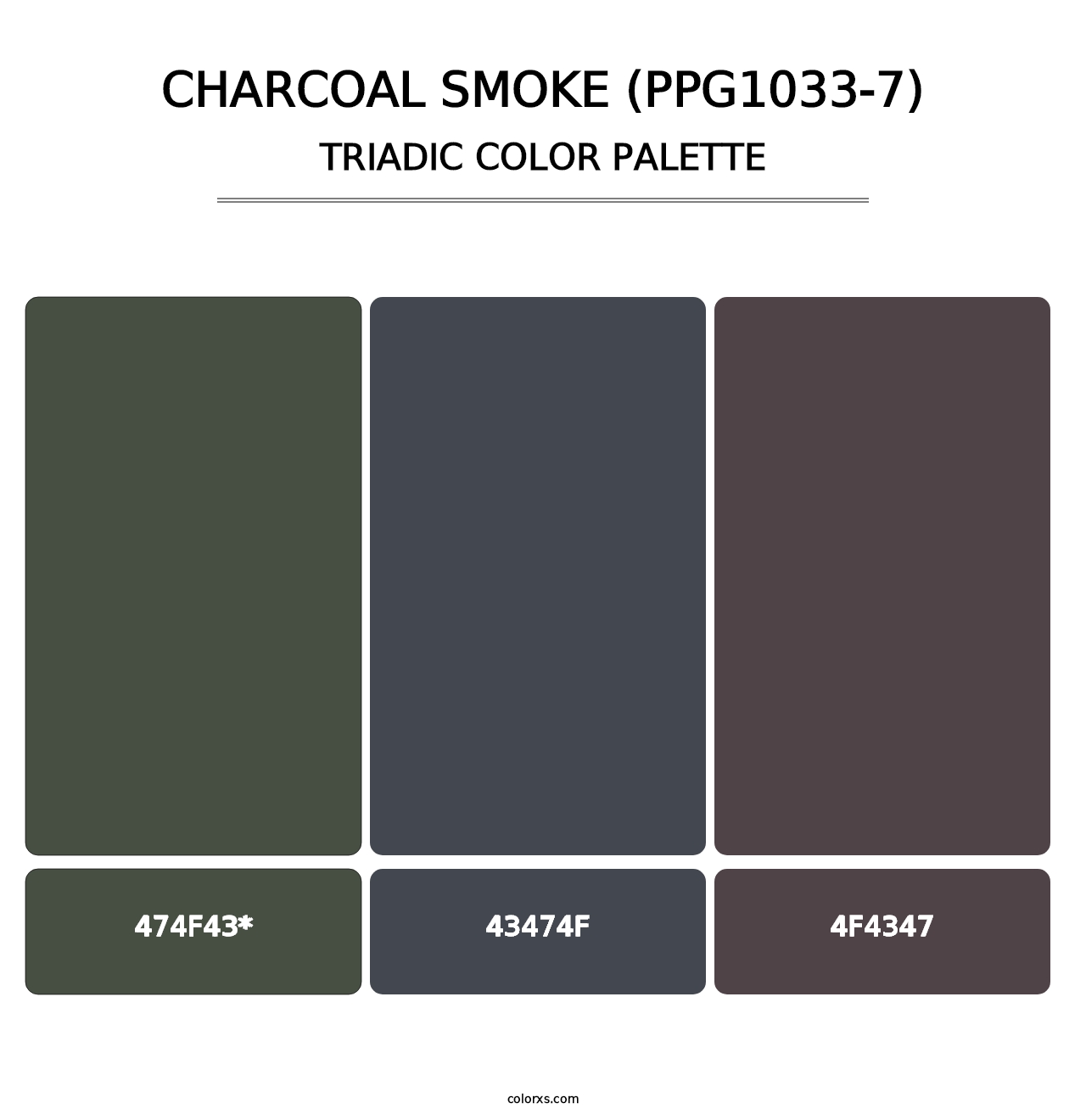Charcoal Smoke (PPG1033-7) - Triadic Color Palette