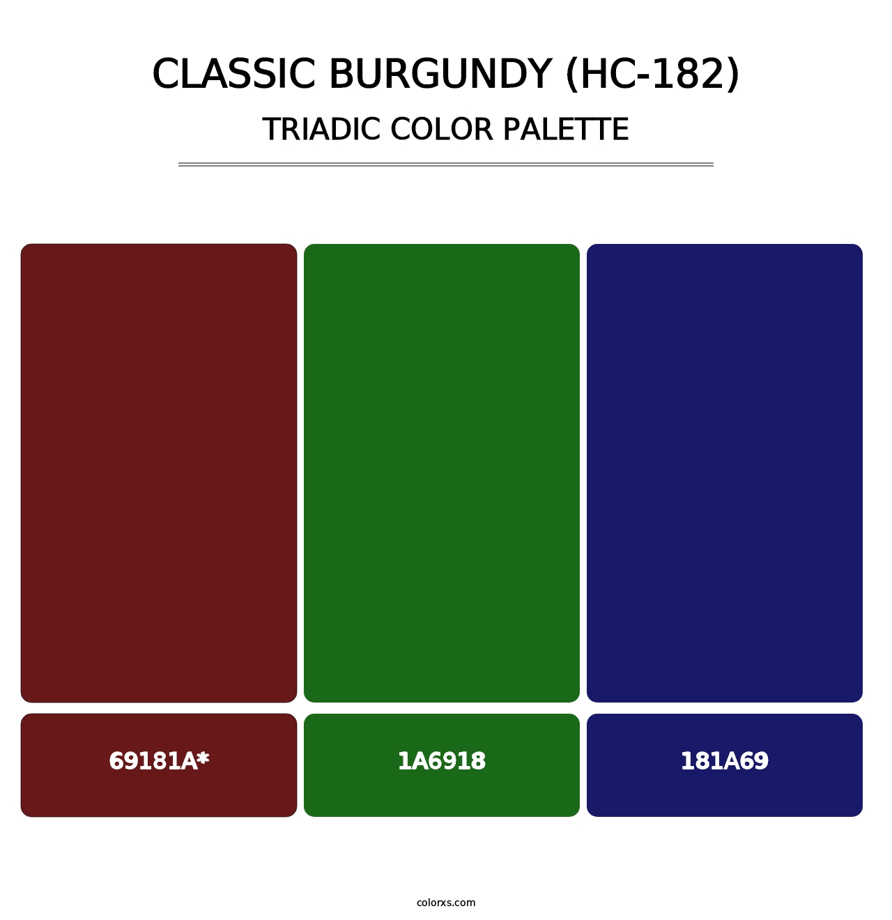 Classic Burgundy (HC-182) - Triadic Color Palette