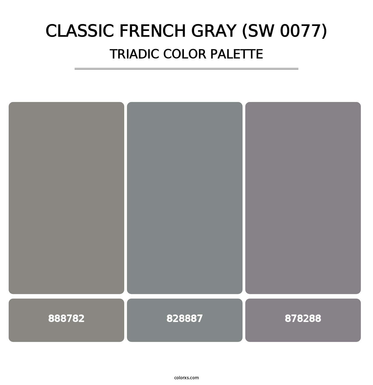 Classic French Gray (SW 0077) - Triadic Color Palette