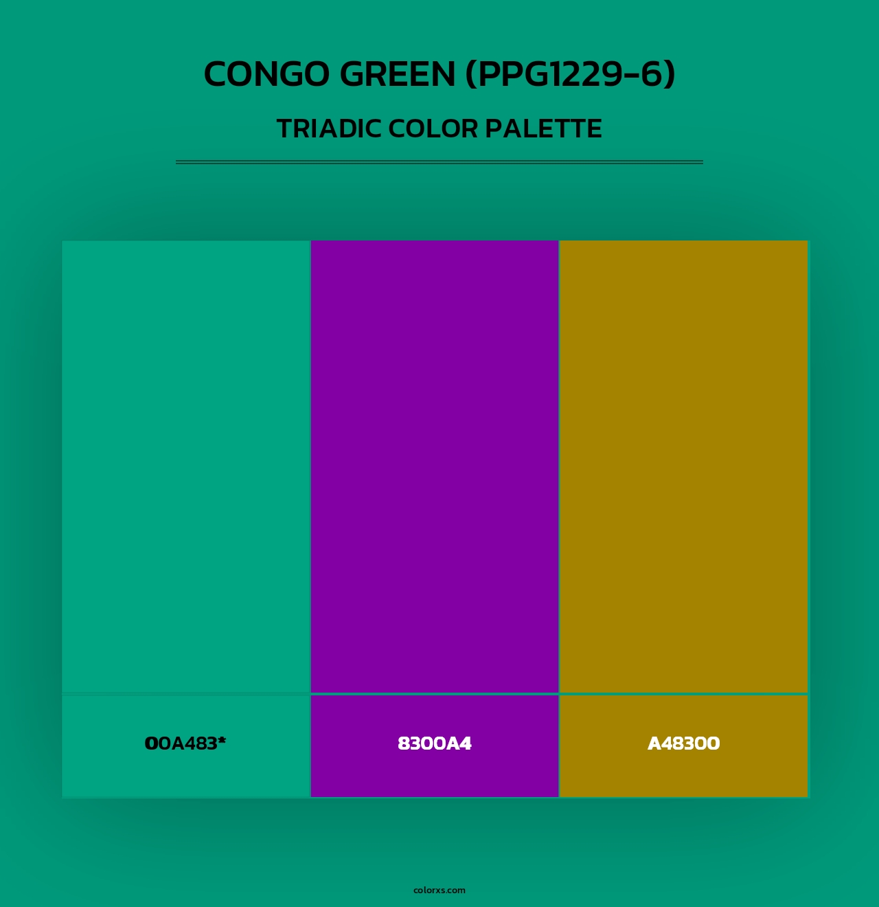 Congo Green (PPG1229-6) - Triadic Color Palette