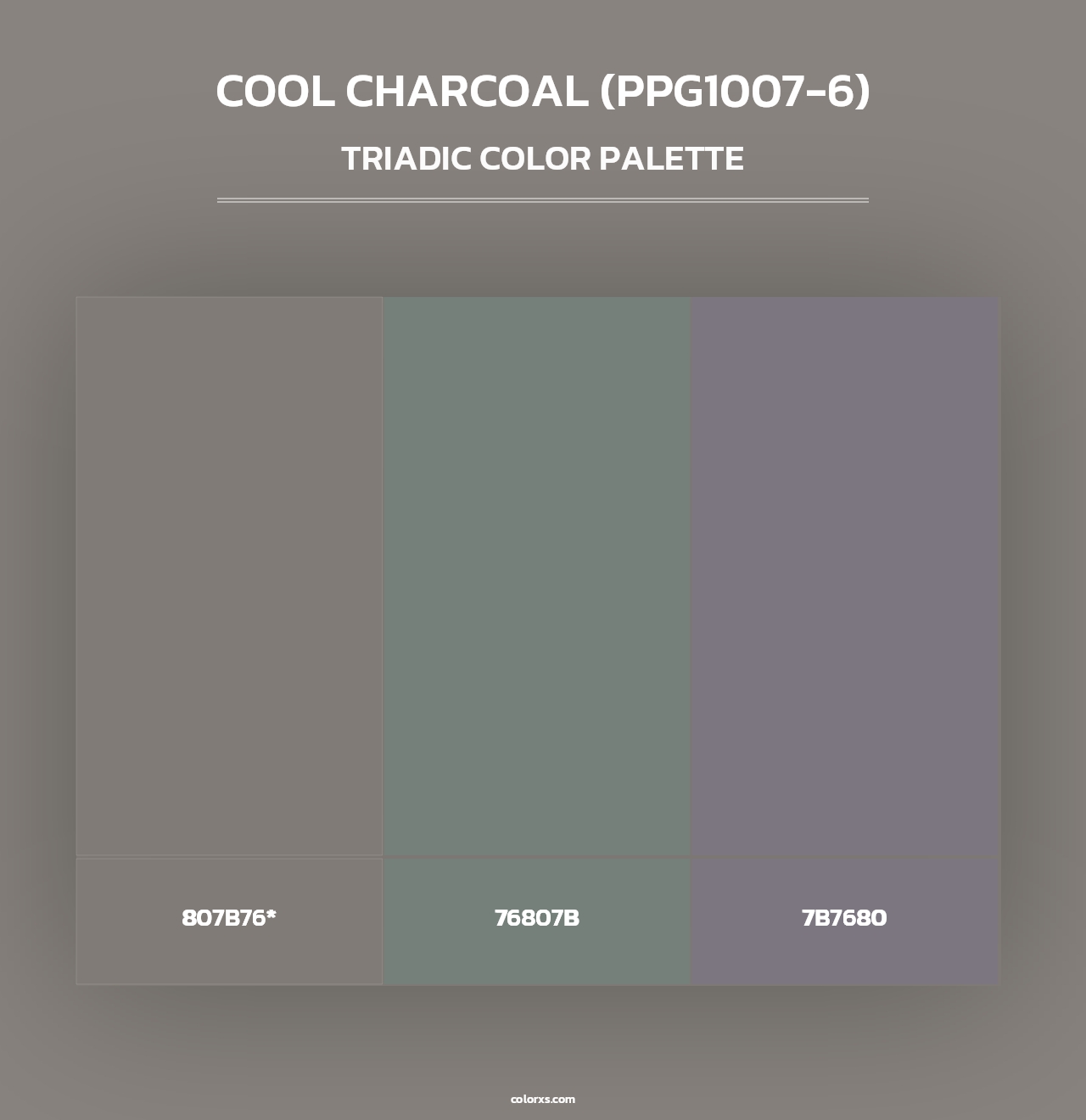 Cool Charcoal (PPG1007-6) - Triadic Color Palette