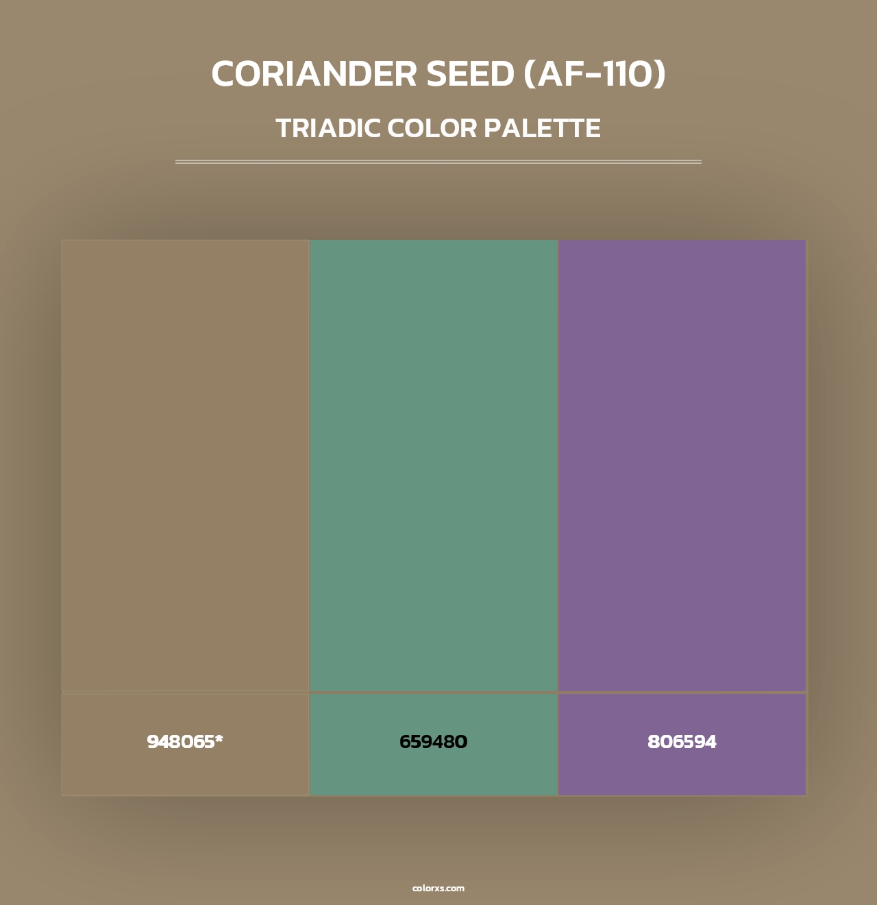 Coriander Seed (AF-110) - Triadic Color Palette