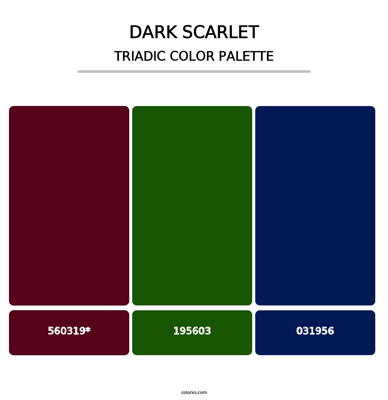 Dark Scarlet - Triadic Color Palette