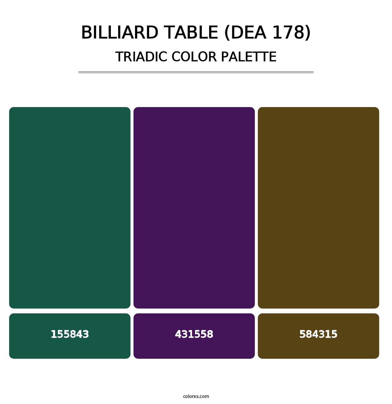 Billiard Table (DEA 178) - Triadic Color Palette
