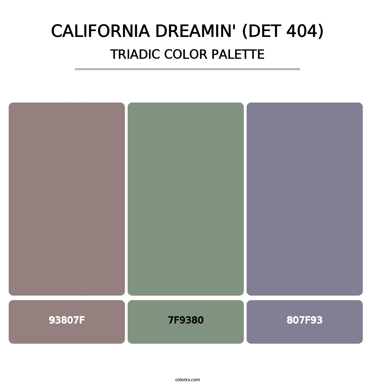 California Dreamin' (DET 404) - Triadic Color Palette