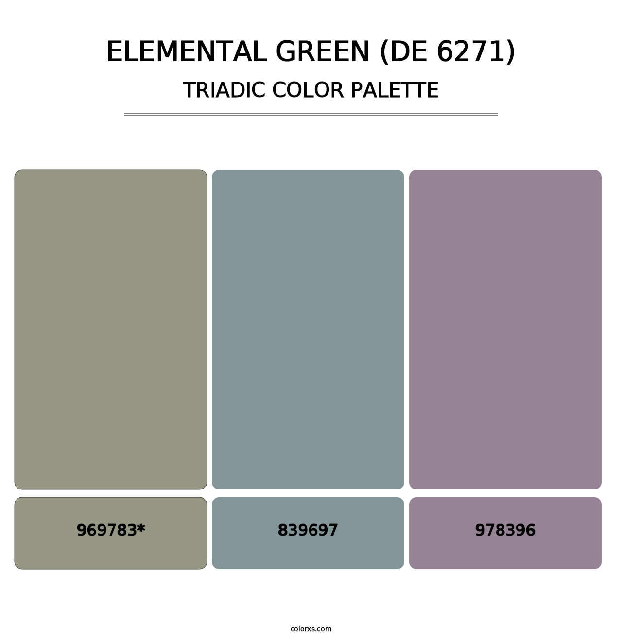 Elemental Green (DE 6271) - Triadic Color Palette