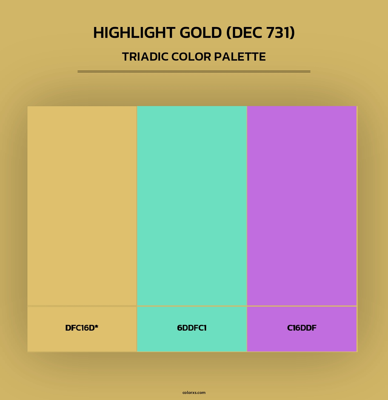Highlight Gold (DEC 731) - Triadic Color Palette