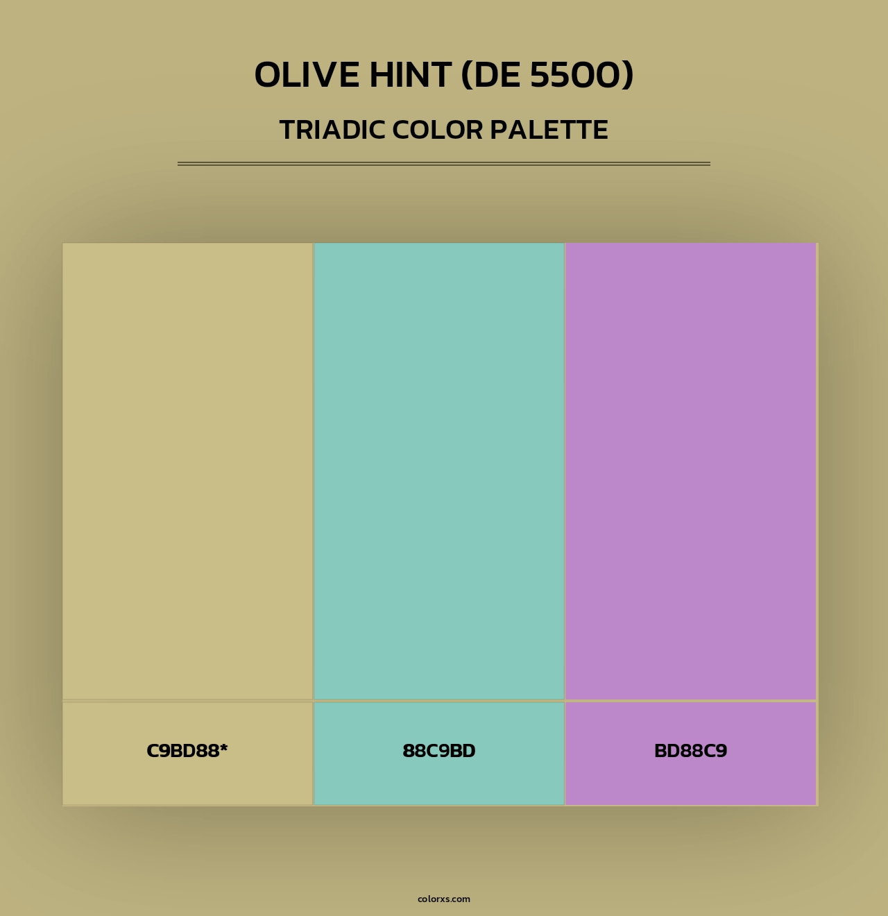Olive Hint (DE 5500) - Triadic Color Palette