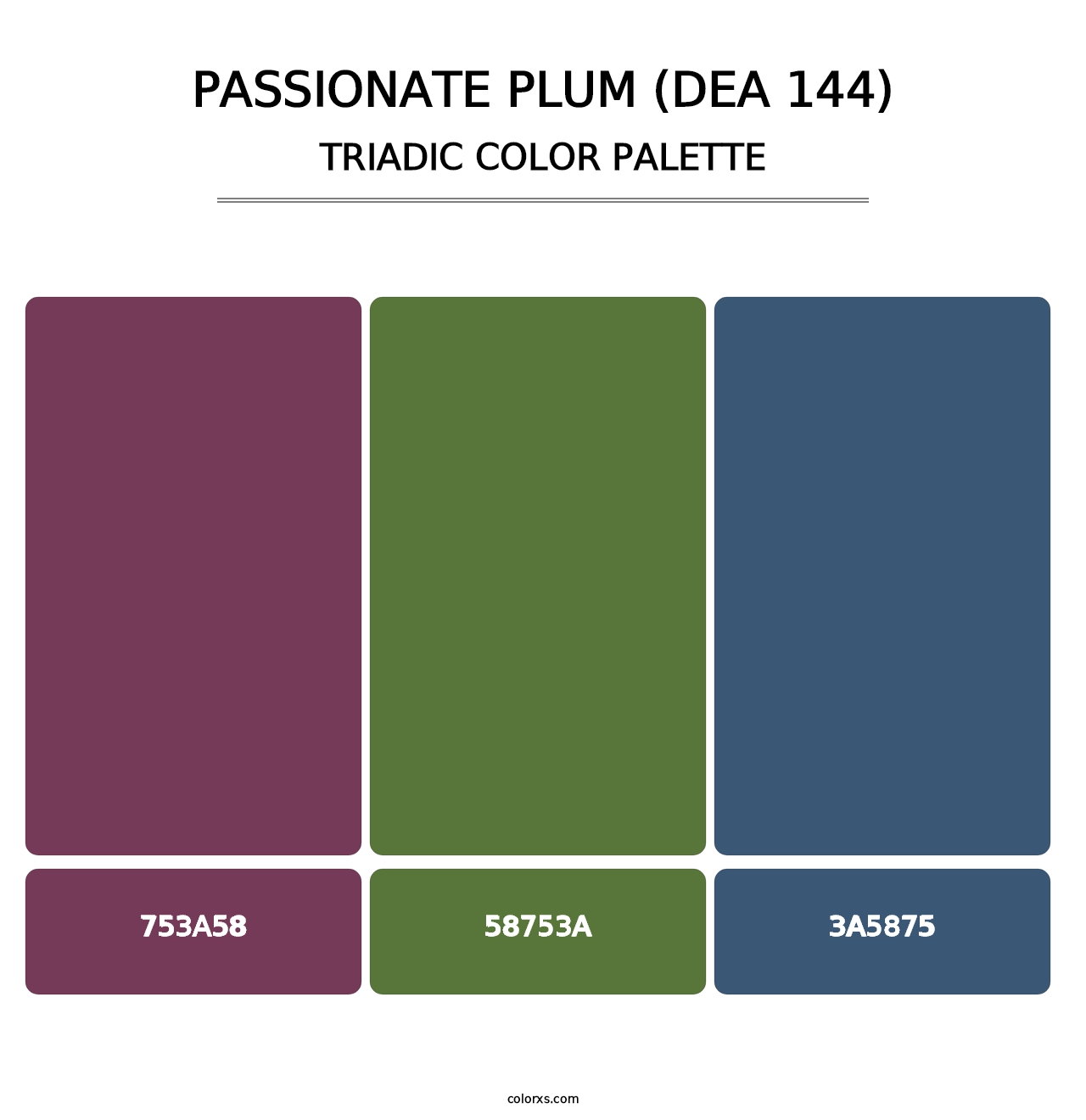 Passionate Plum (DEA 144) - Triadic Color Palette