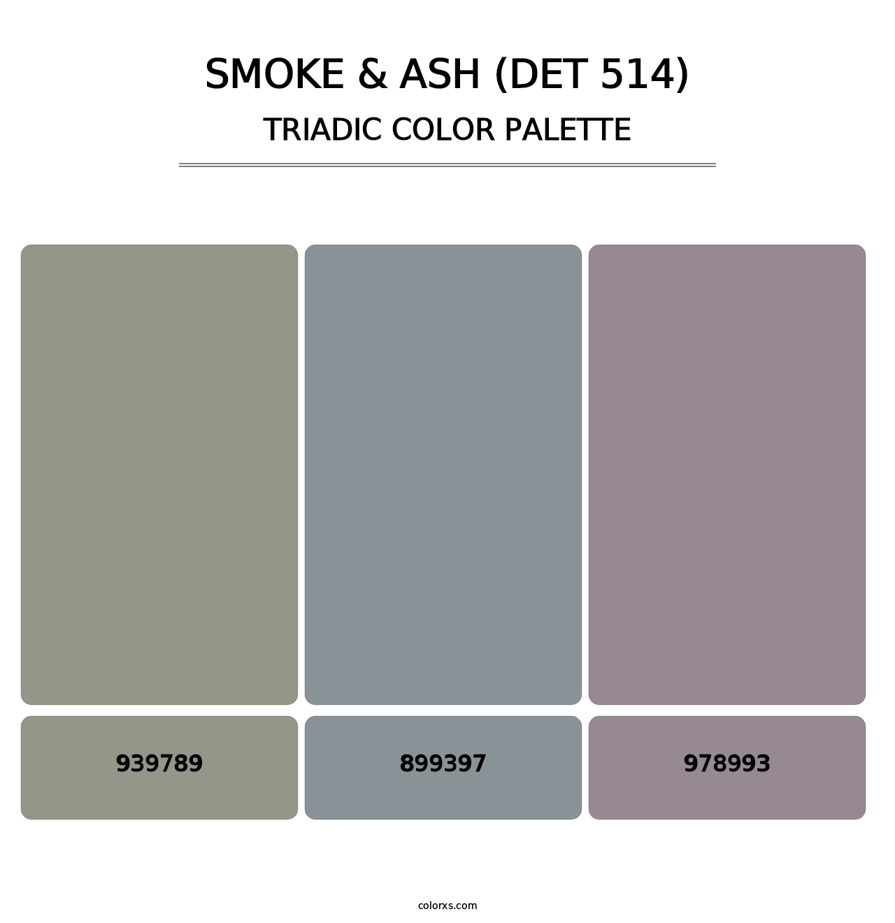 Smoke & Ash (DET 514) - Triadic Color Palette
