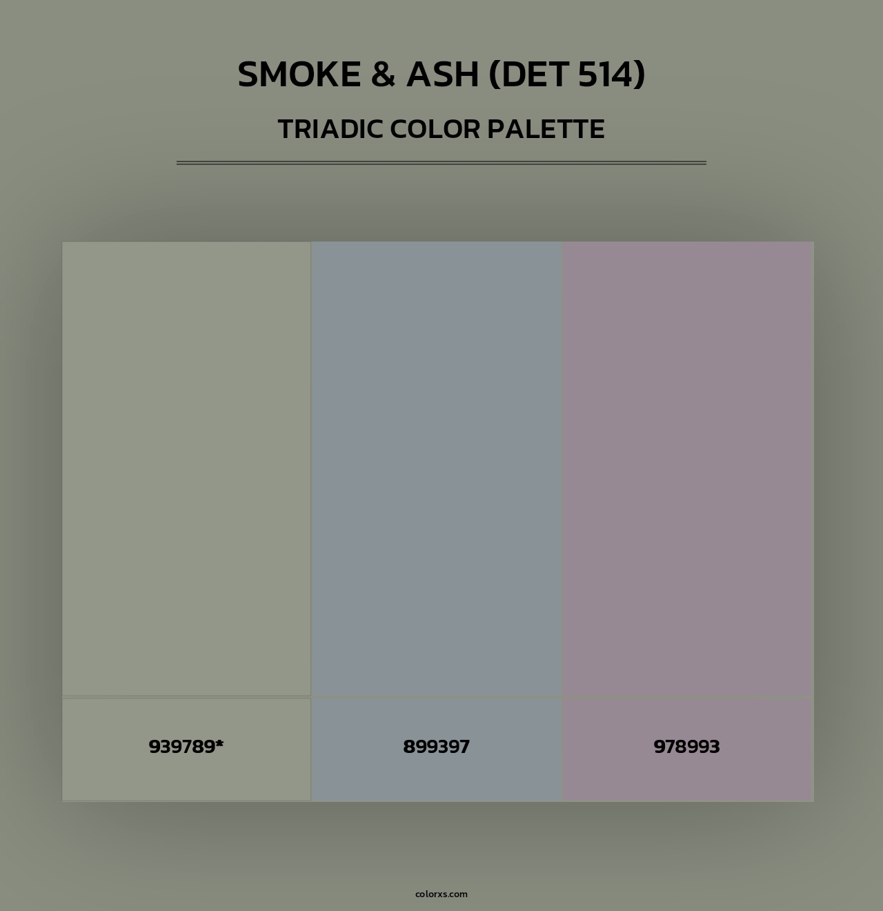 Smoke & Ash (DET 514) - Triadic Color Palette
