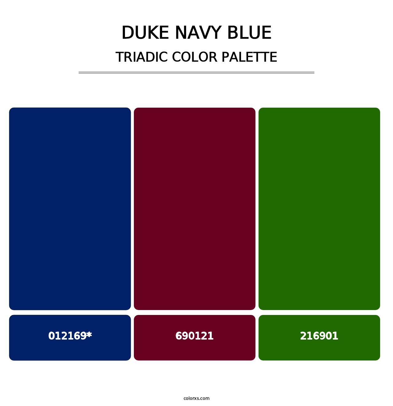 Duke Navy Blue - Triadic Color Palette