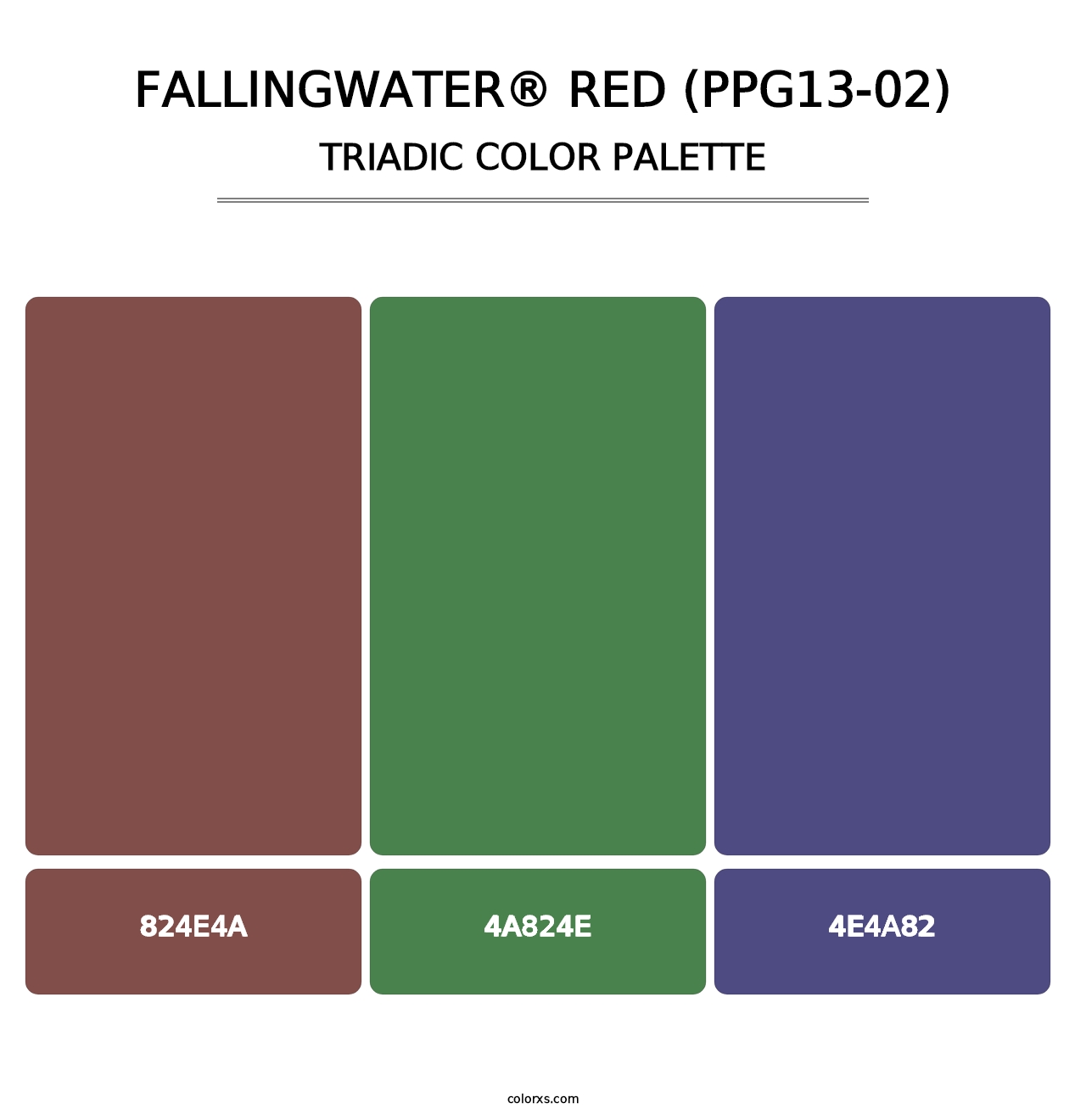Fallingwater® Red (PPG13-02) - Triadic Color Palette