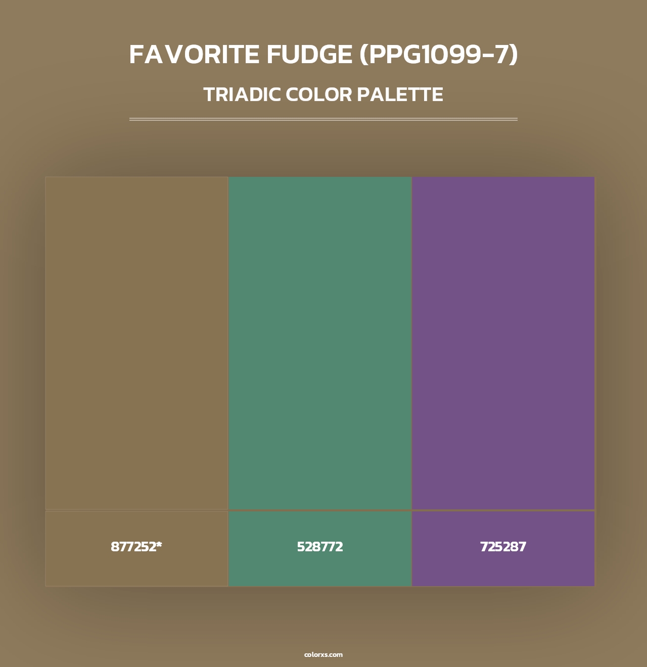 Favorite Fudge (PPG1099-7) - Triadic Color Palette