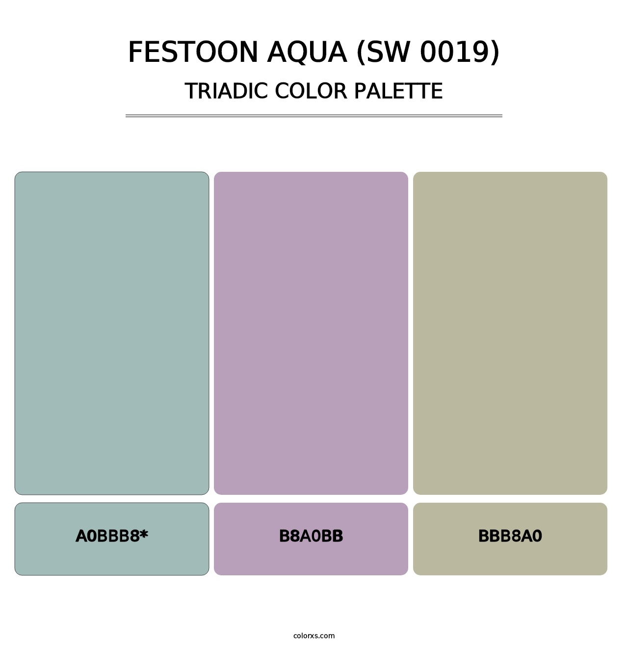 Festoon Aqua (SW 0019) - Triadic Color Palette