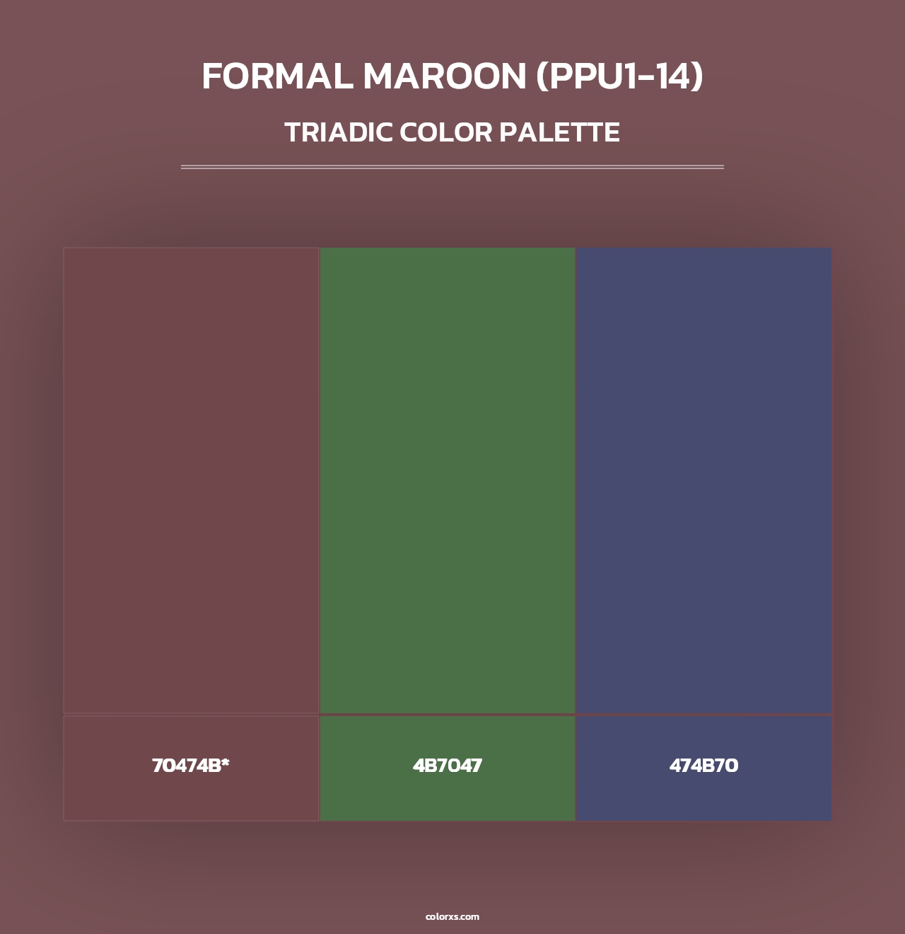Formal Maroon (PPU1-14) - Triadic Color Palette