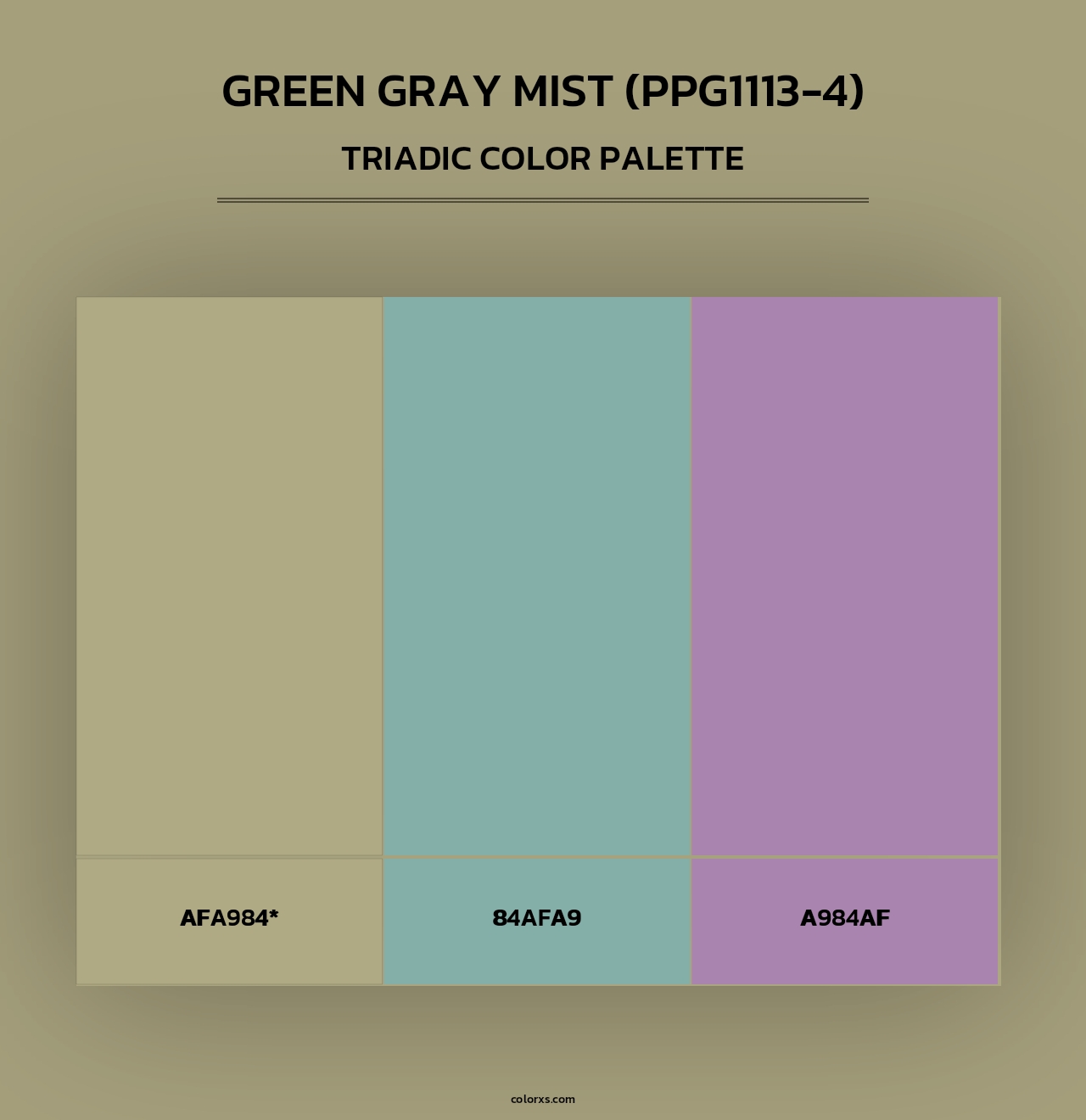 Green Gray Mist (PPG1113-4) - Triadic Color Palette