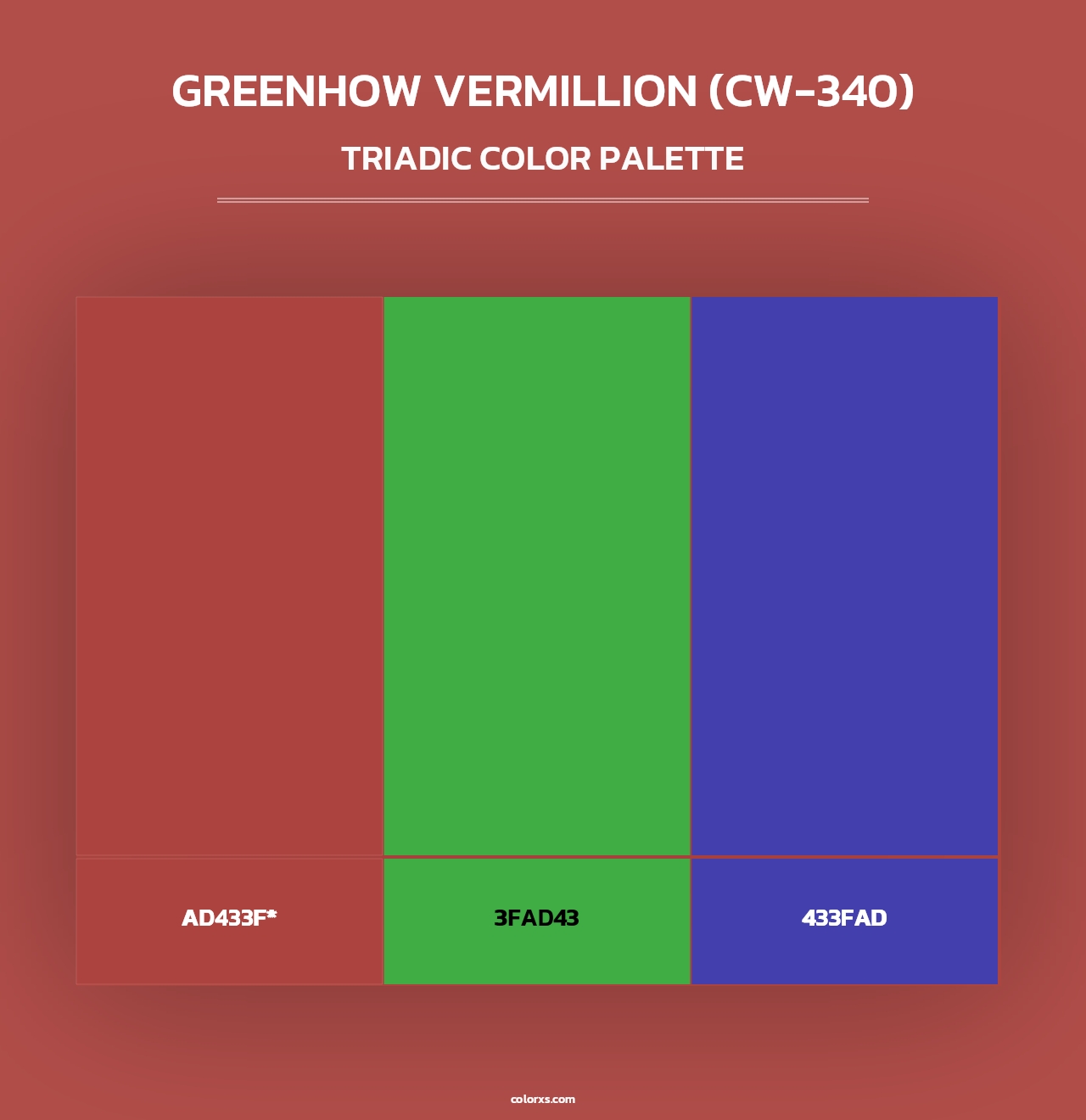 Greenhow Vermillion (CW-340) - Triadic Color Palette