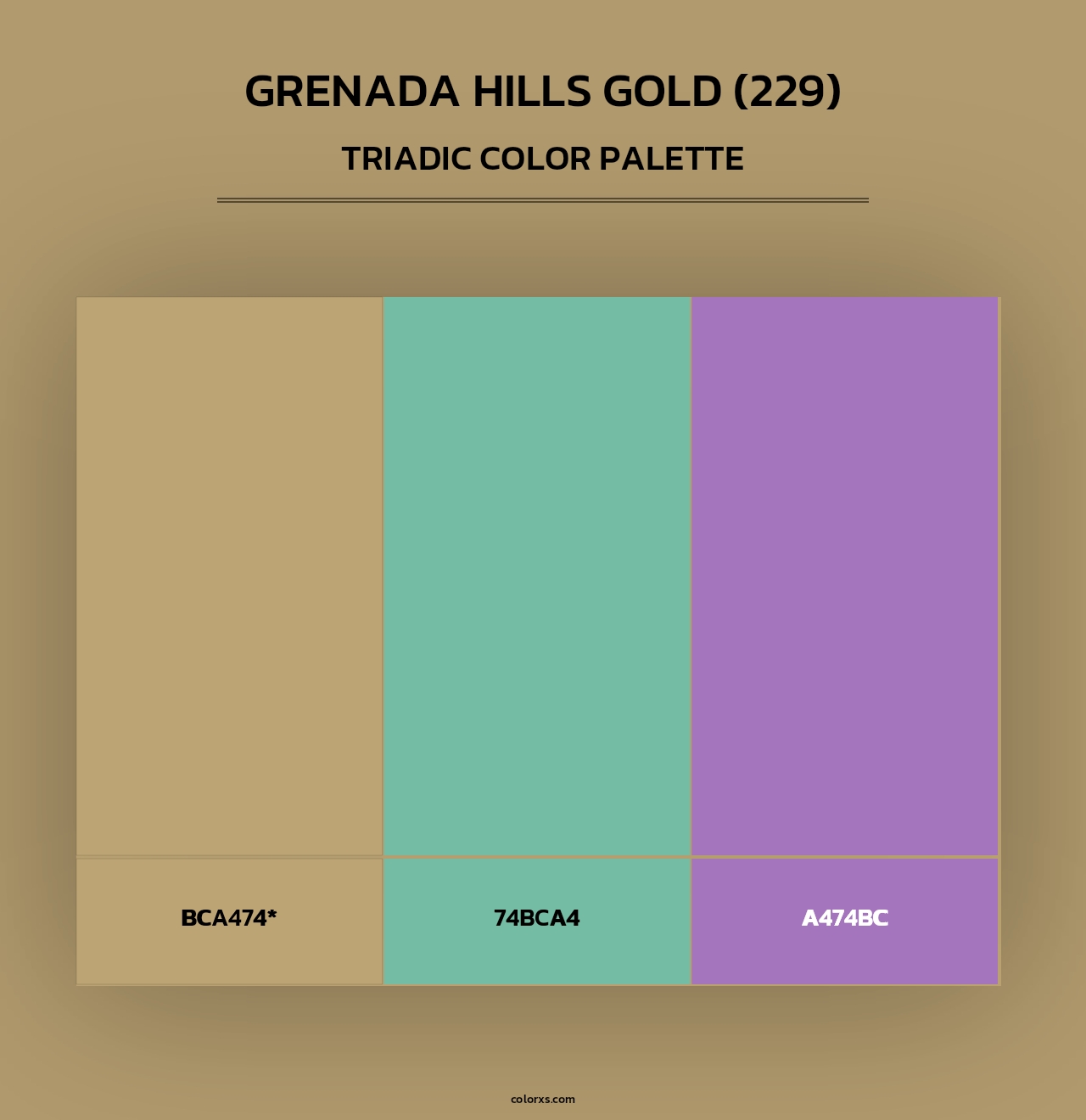 Grenada Hills Gold (229) - Triadic Color Palette