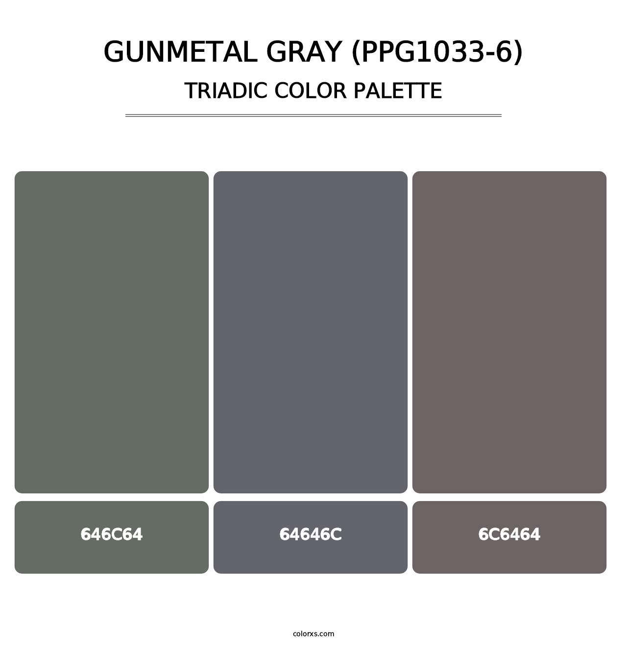 Gunmetal Gray (PPG1033-6) - Triadic Color Palette