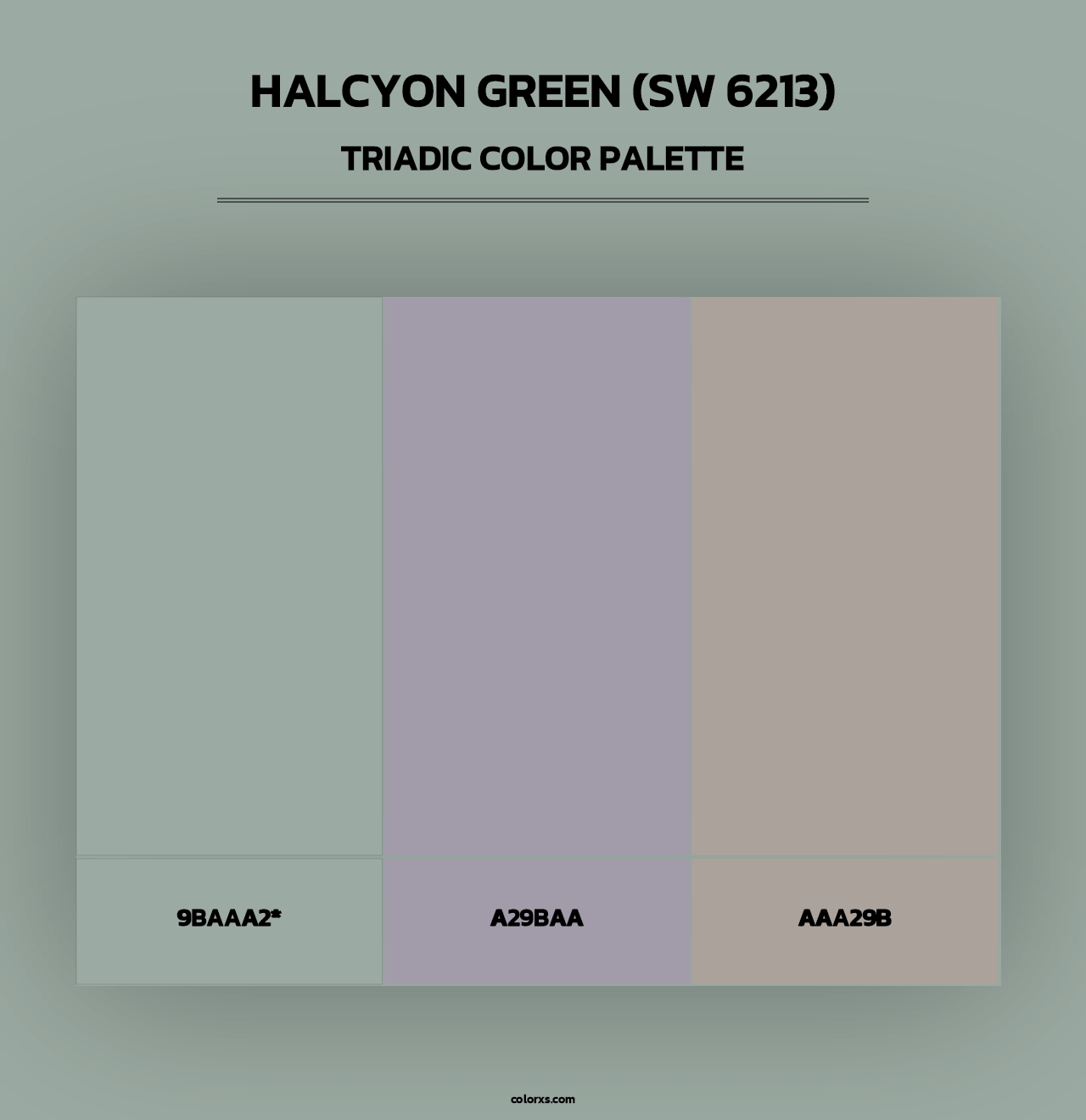 Halcyon Green (SW 6213) - Triadic Color Palette