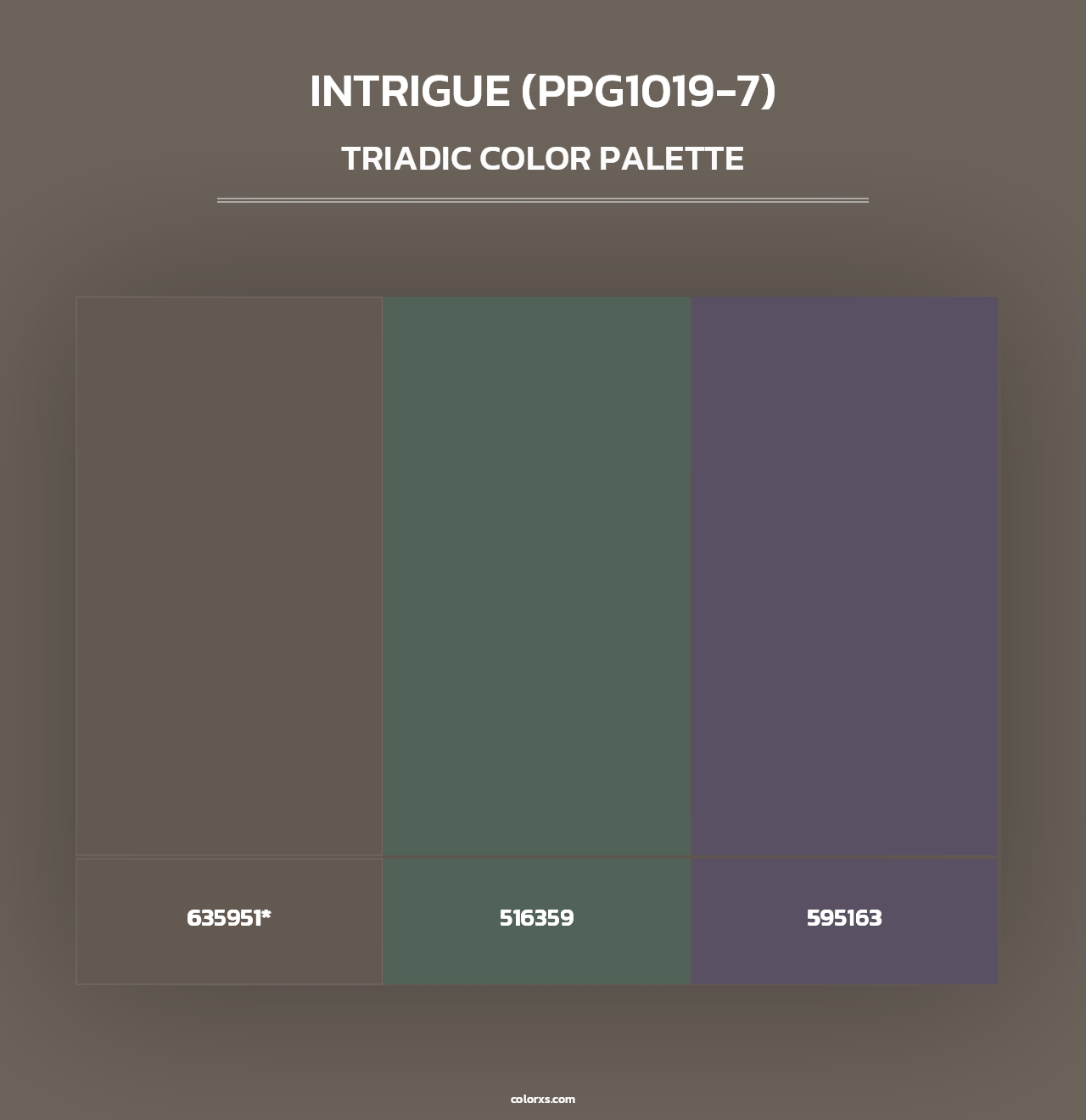 Intrigue (PPG1019-7) - Triadic Color Palette