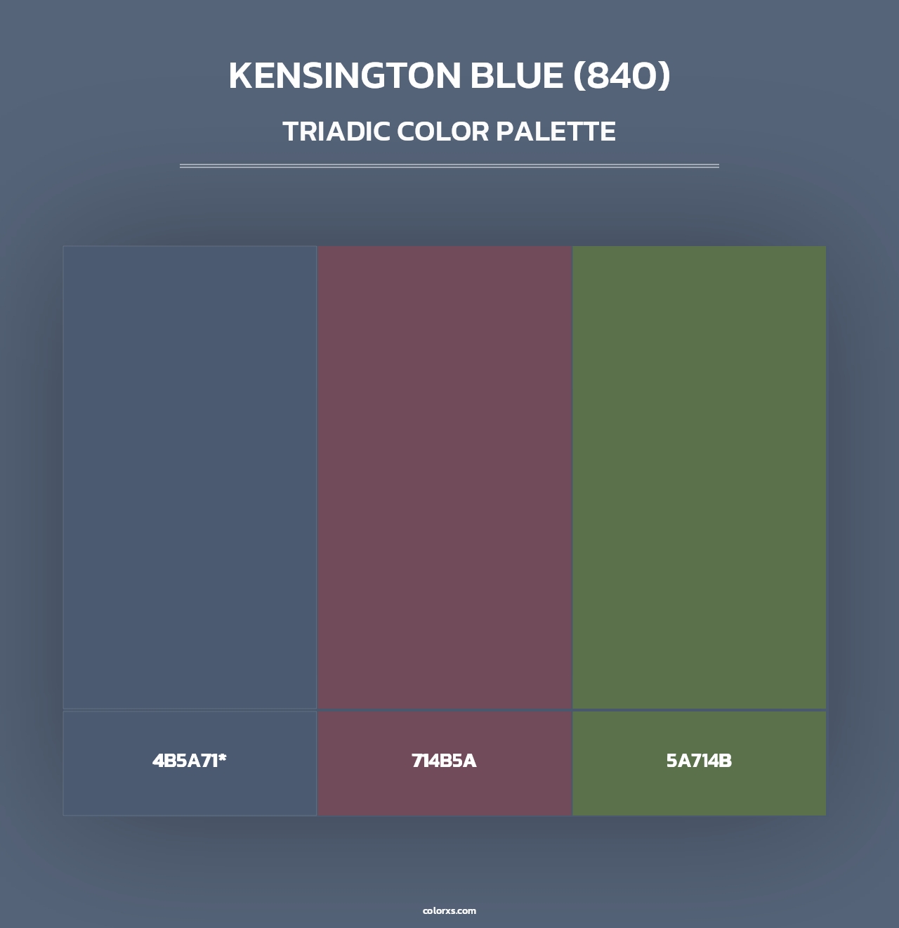 Kensington Blue (840) - Triadic Color Palette