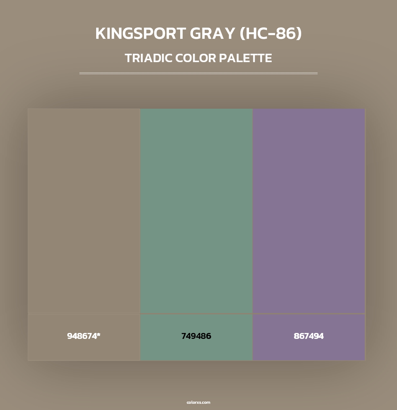 Kingsport Gray (HC-86) - Triadic Color Palette