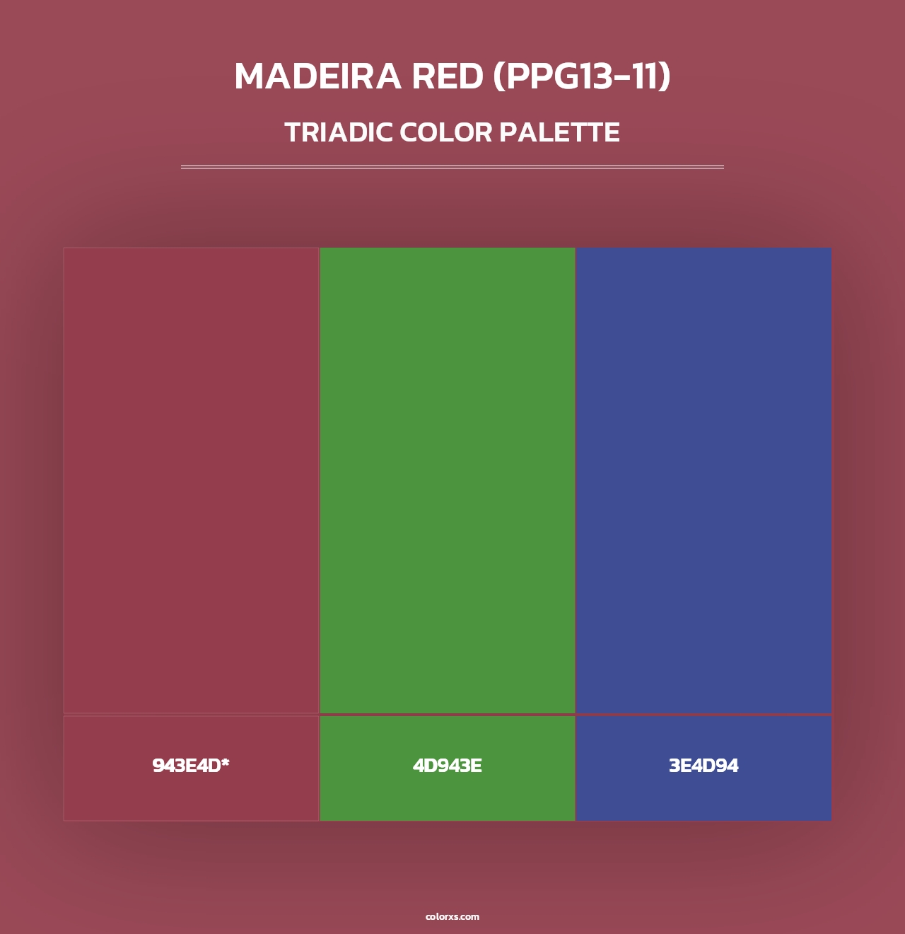 Madeira Red (PPG13-11) - Triadic Color Palette