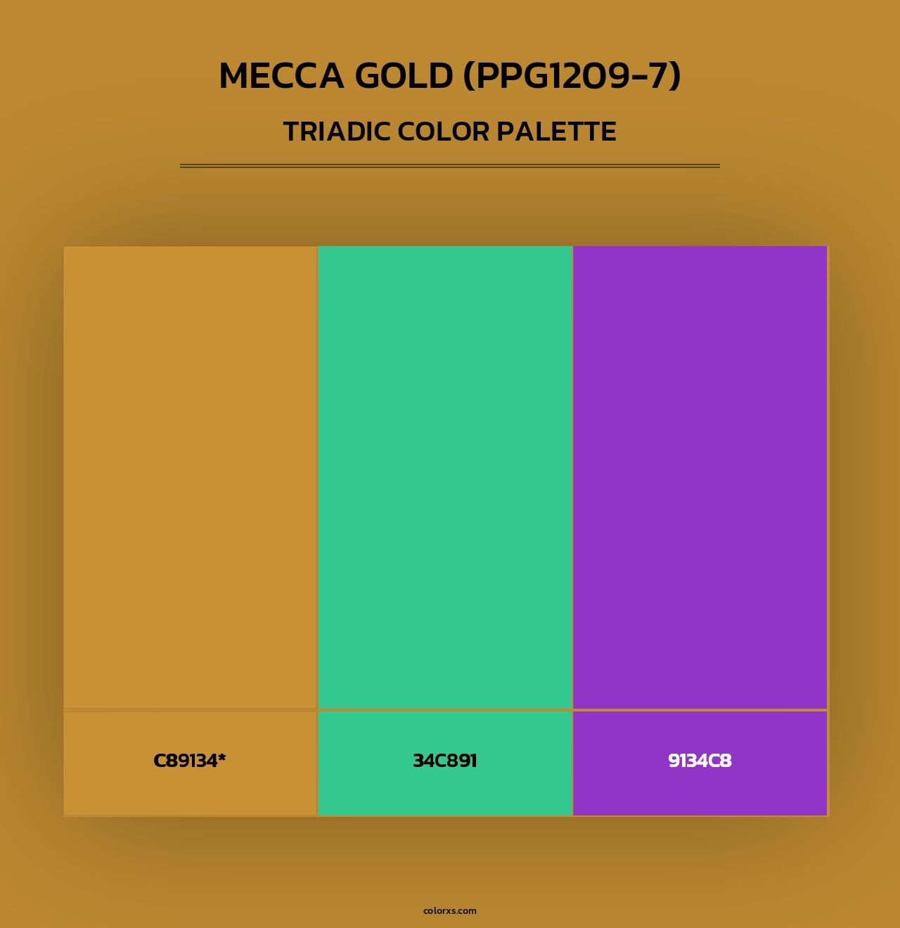 Mecca Gold (PPG1209-7) - Triadic Color Palette