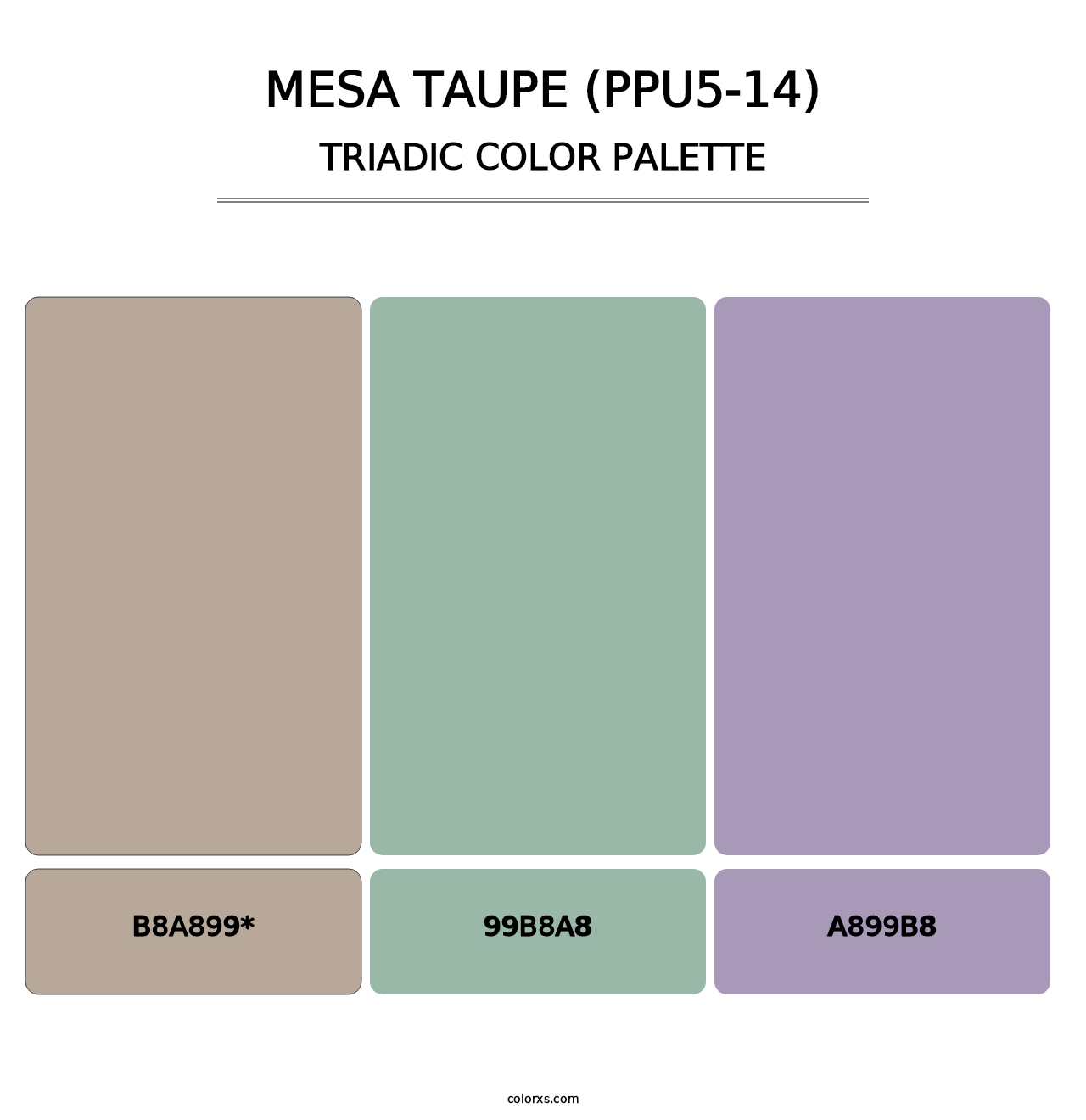 Mesa Taupe (PPU5-14) - Triadic Color Palette