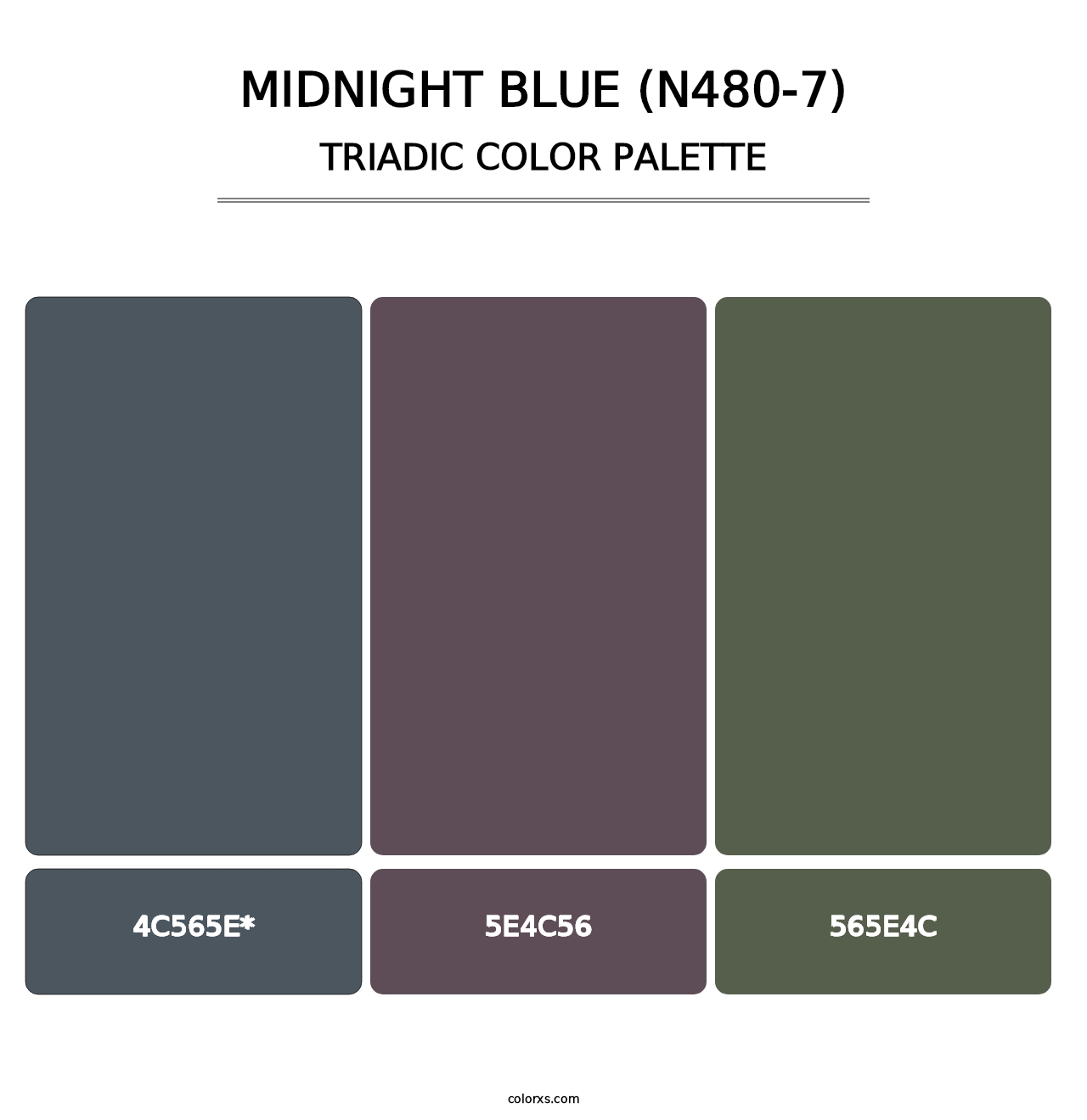 Midnight Blue (N480-7) - Triadic Color Palette