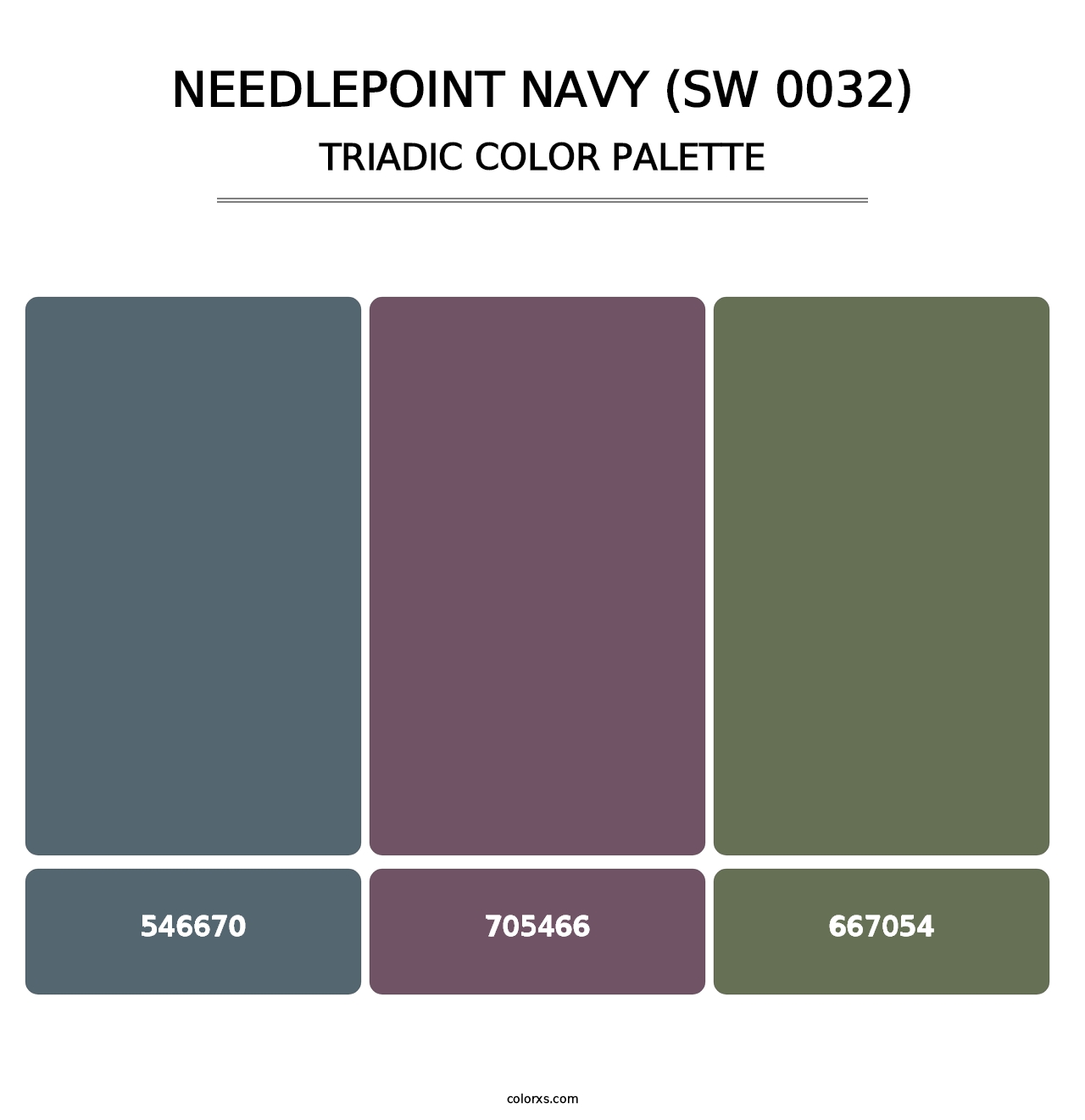 Needlepoint Navy (SW 0032) - Triadic Color Palette