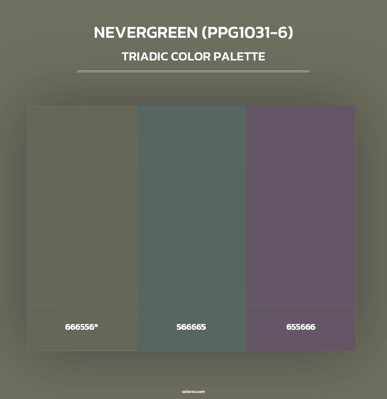 Nevergreen (PPG1031-6) - Triadic Color Palette