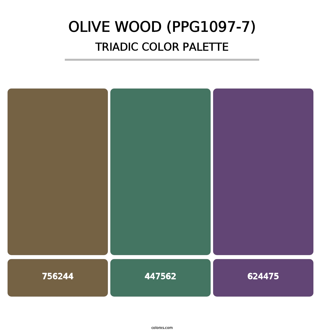 Olive Wood (PPG1097-7) - Triadic Color Palette