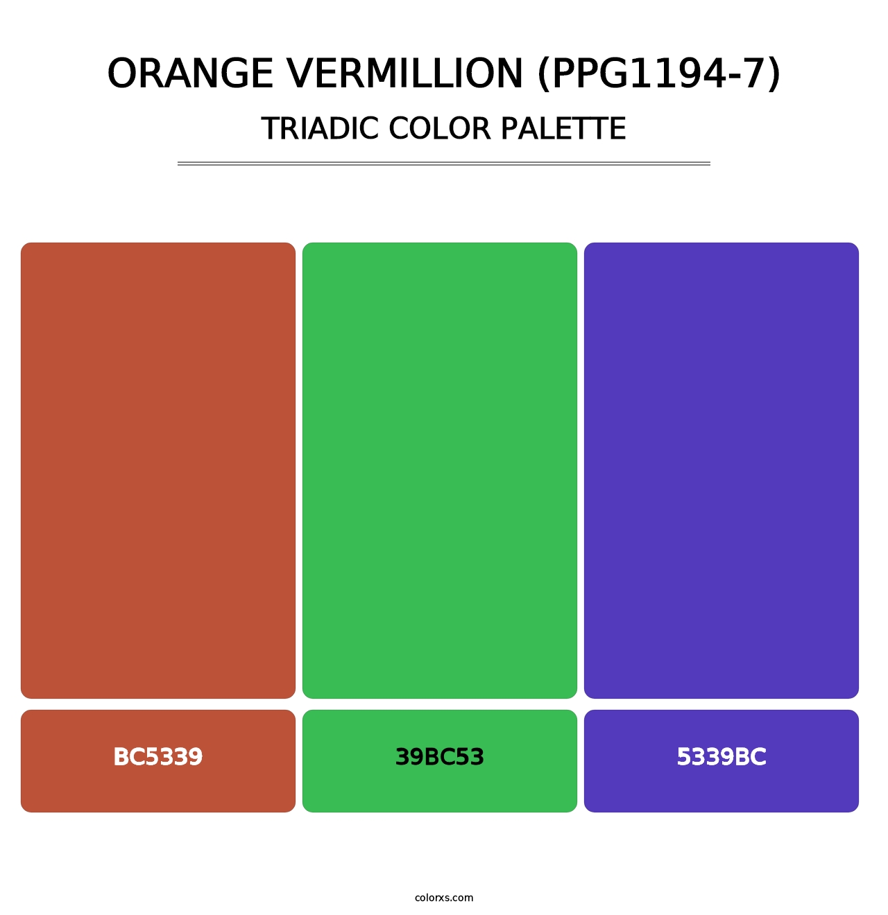 Orange Vermillion (PPG1194-7) - Triadic Color Palette