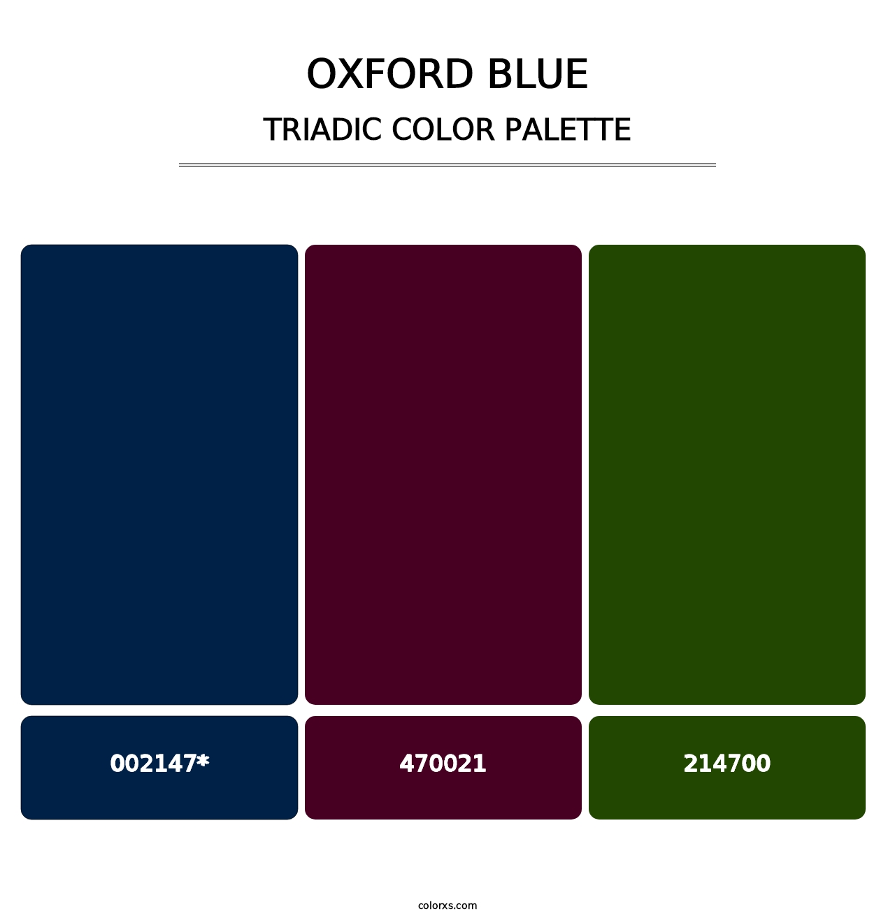 Oxford Blue - Triadic Color Palette