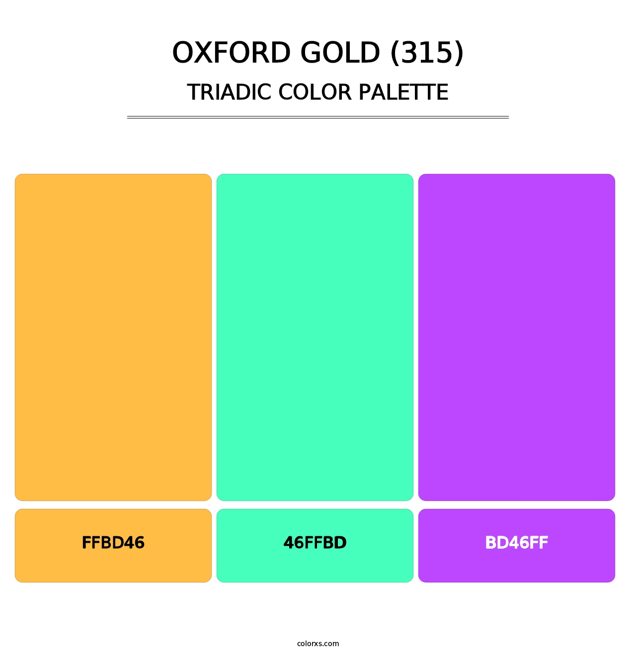 Oxford Gold (315) - Triadic Color Palette